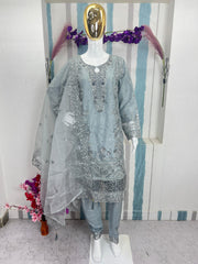 🧵 Premium Pakistani-Style Readymade Organza Kurti Set