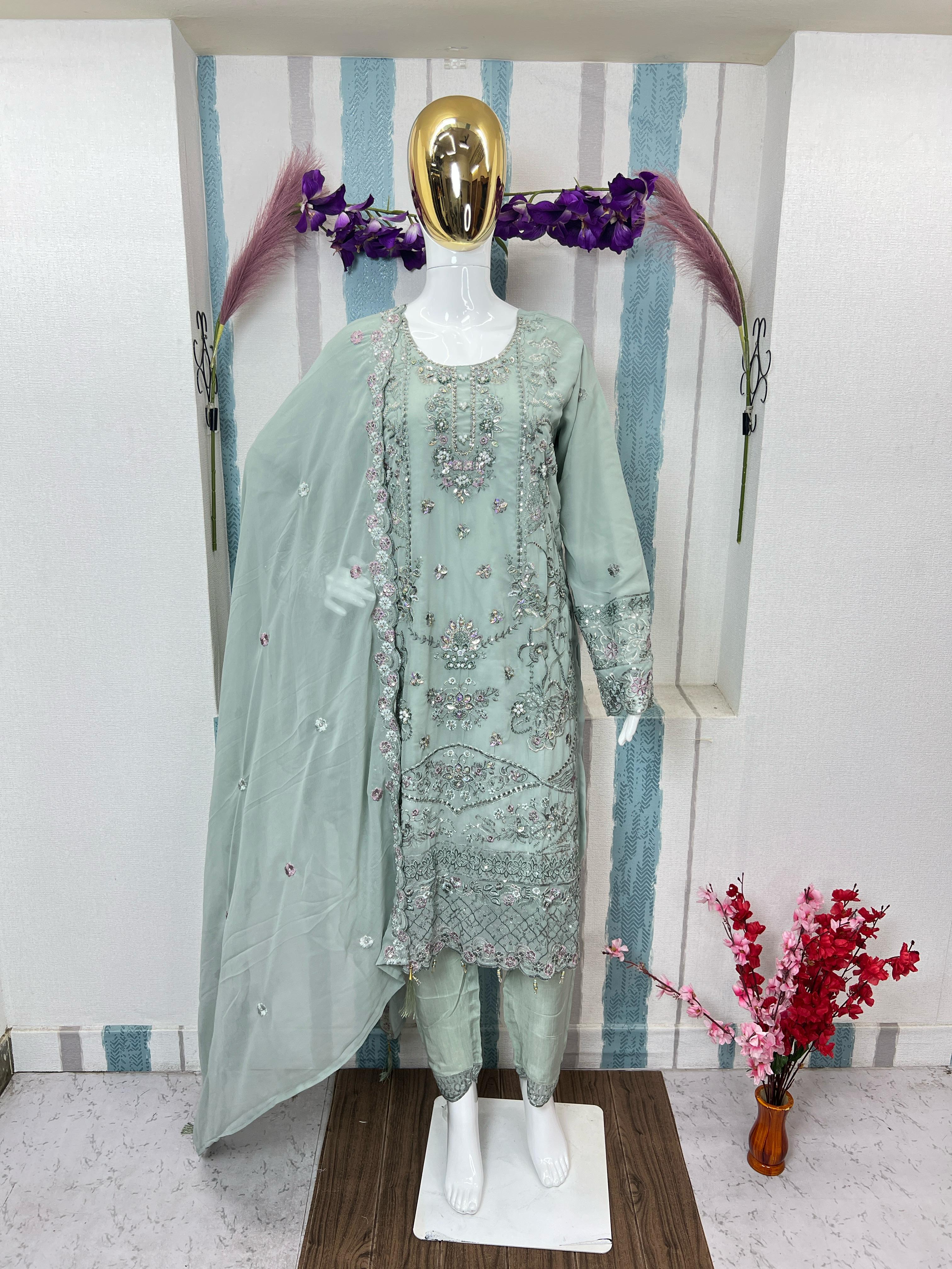 Readymade Designer Suit | Handworked Elegance