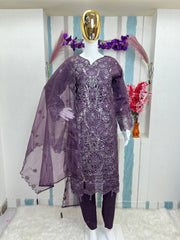 Exclusive Pakistani Ready-Made Organza Kurti Set