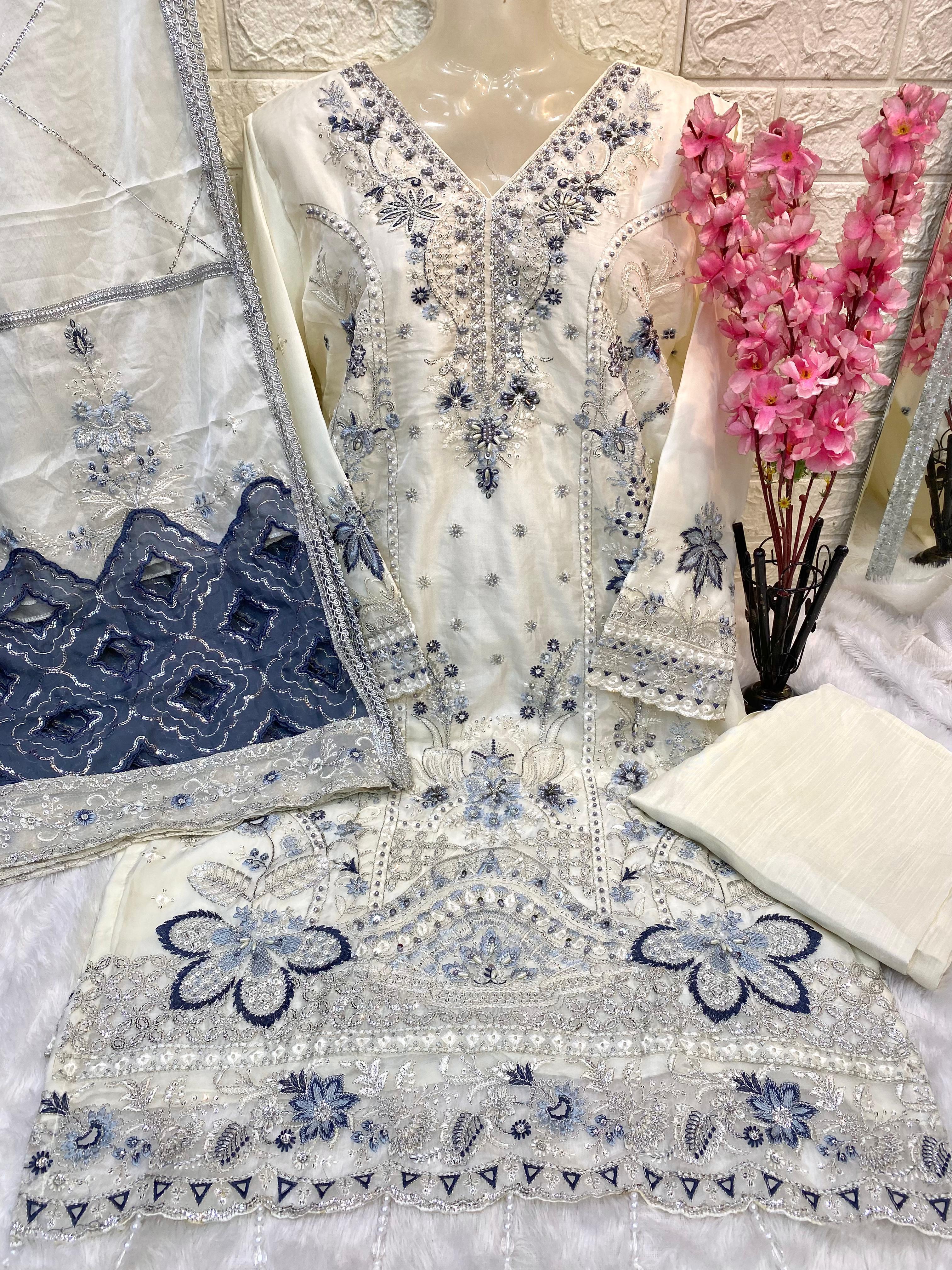 Exclusive Pakistani Organza Kurti Set