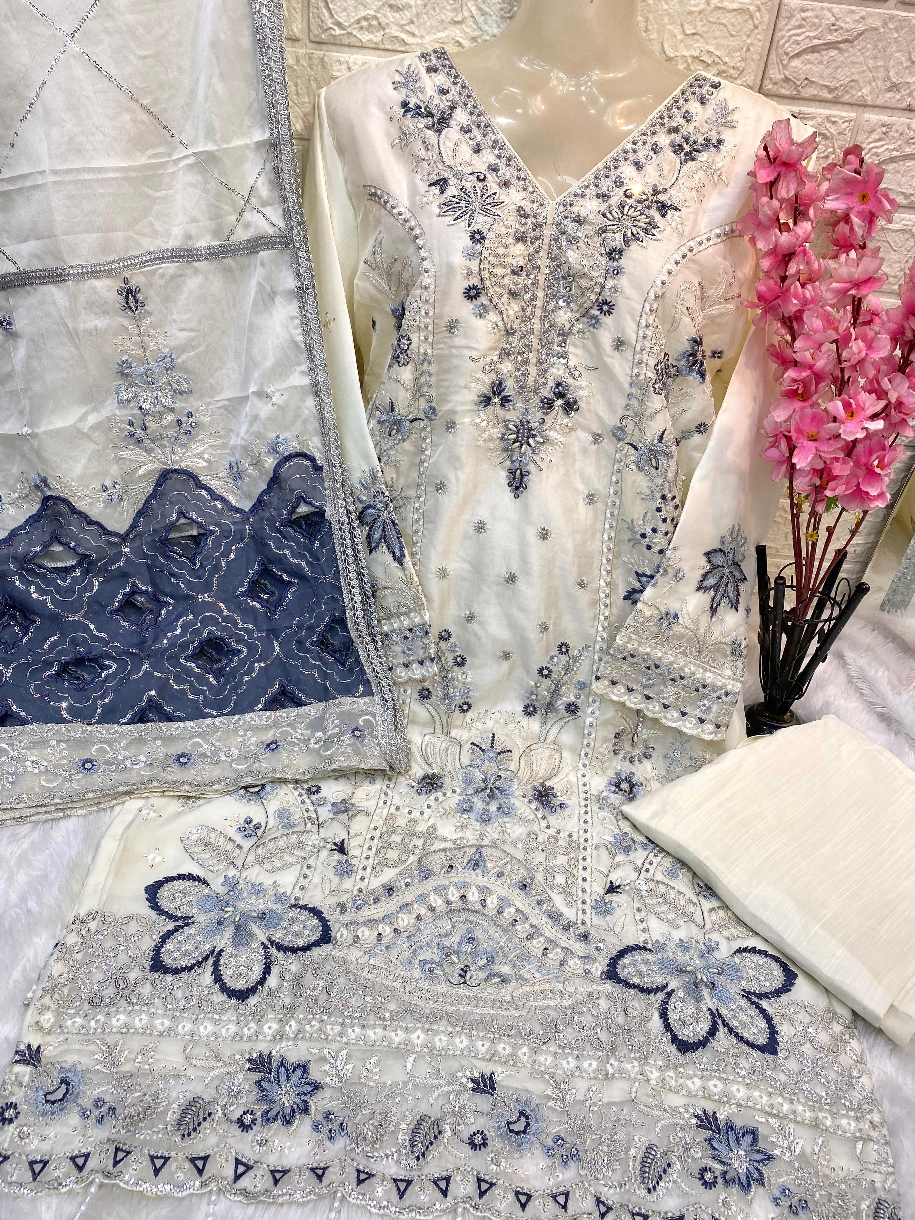 Exclusive Pakistani Organza Kurti Set