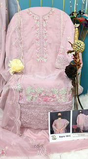 Premium Semi-Stitched Organza Suit with Hand Khatli Work - Semi Stitched