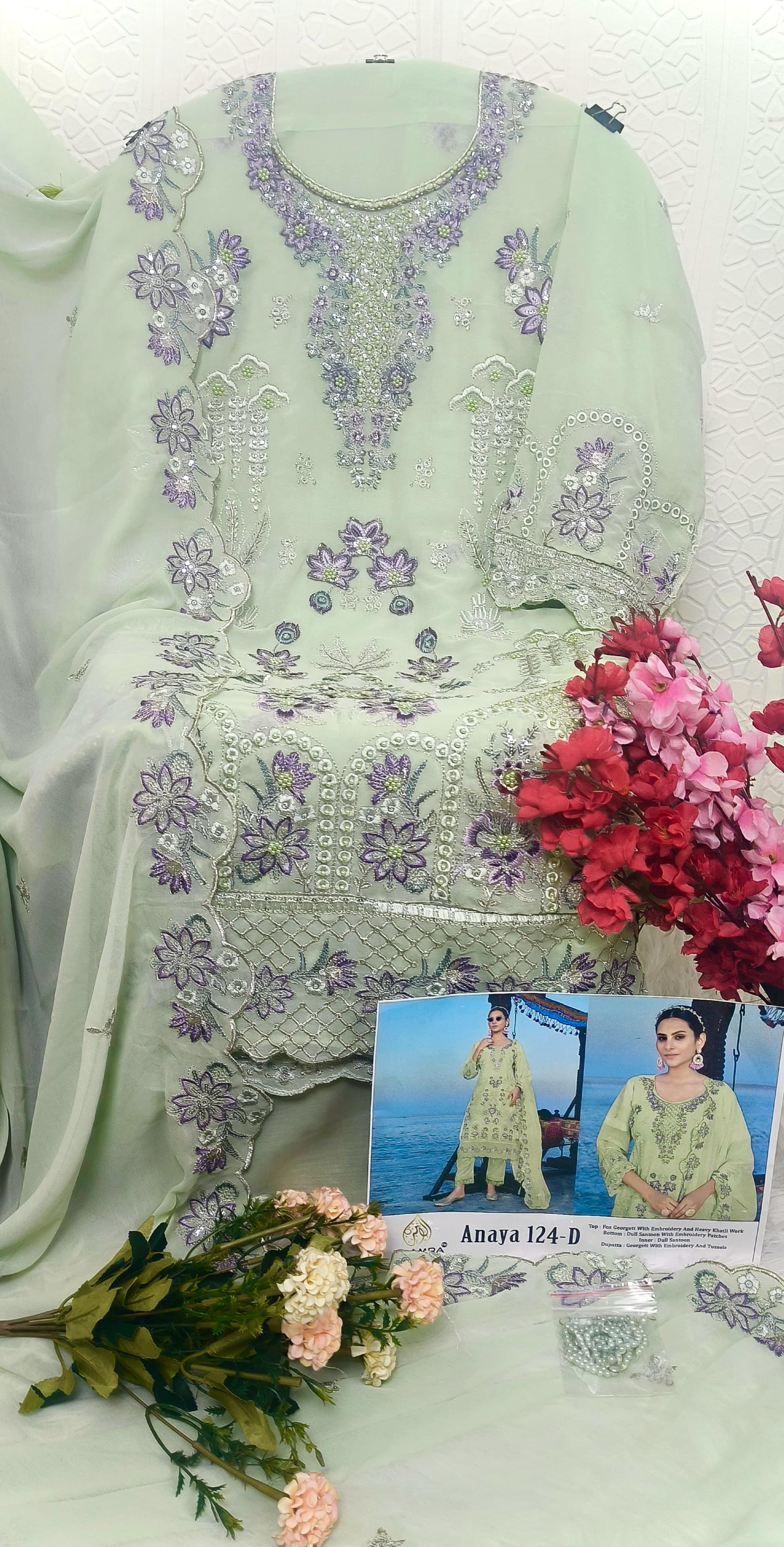 Elegant Festive Wear with Sequins & Khatli Hand Embroidery-(Semi-Stitched)
