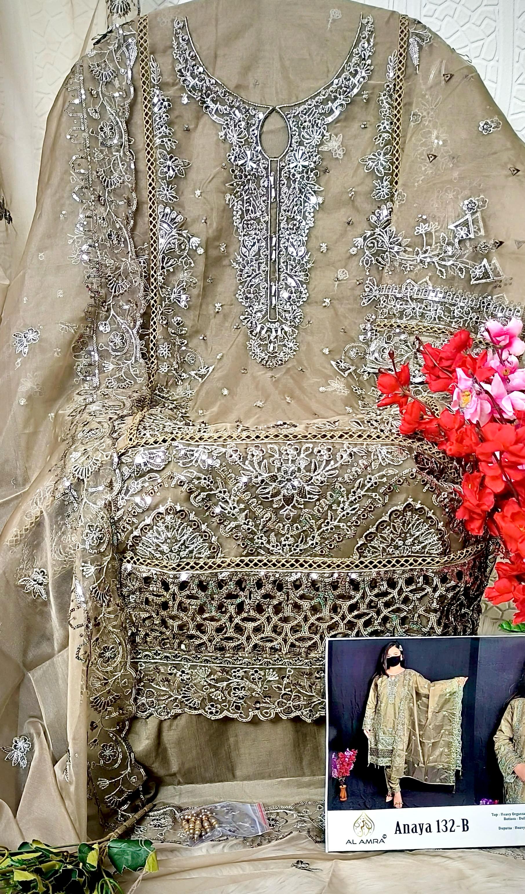 Luxury Semi-Stitched Ensemble in Premium Organza