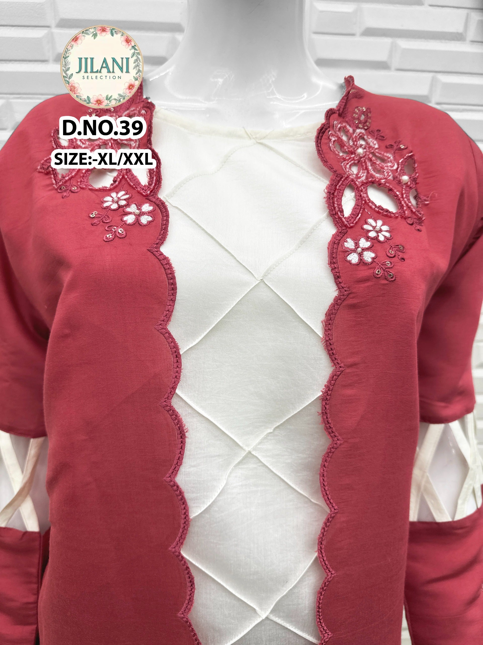 🌸 Jilani Signature Ensemble –| Elegant Koti Style Suit with Plazo & Dupatta (XL/XXL)
