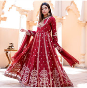 Pure Blooming Georgette Gown Set with Pant & Dupatta – Fully Stitched & Ready to Wear