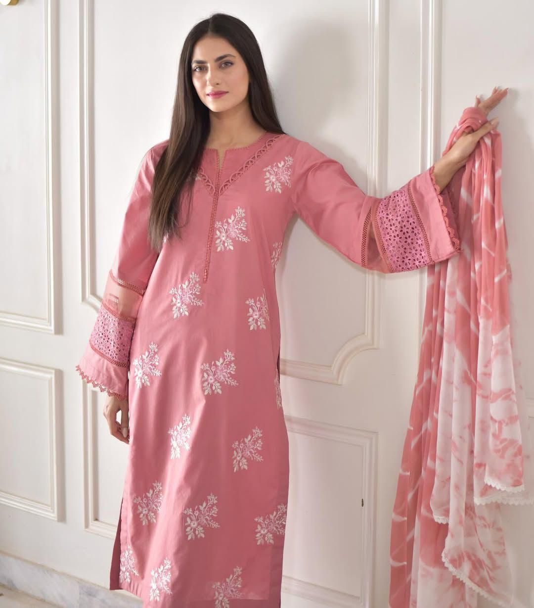 💫 Designer Roman Silk Suit Set with Embroidered Top & Silver Chiffon Dupatta – LG-1951 💫