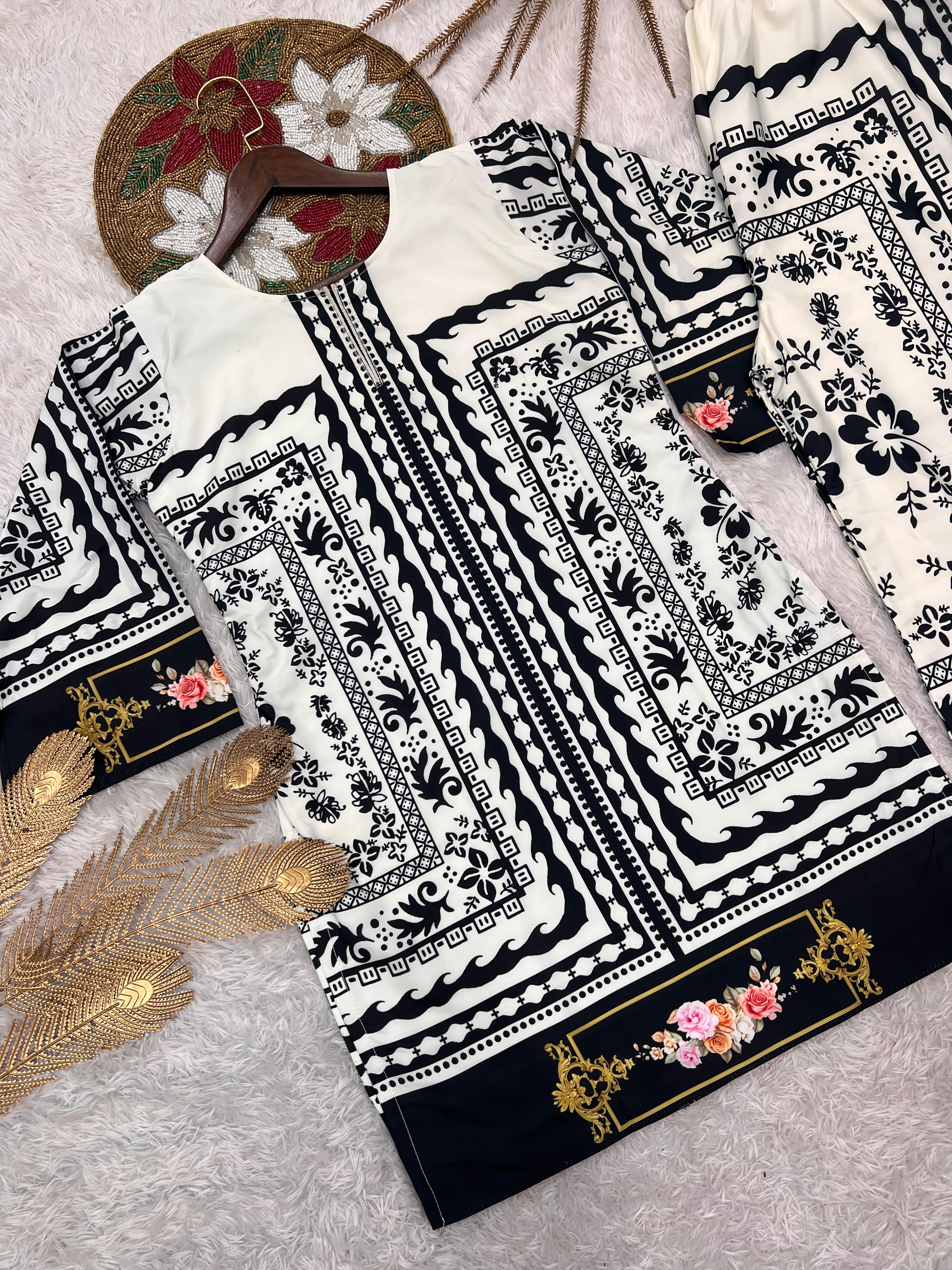 🌸 Trendy 2-Piece Digital Printed Co-Ord Set in Pure French Crepe – Ready to Wear Elegance 🌸