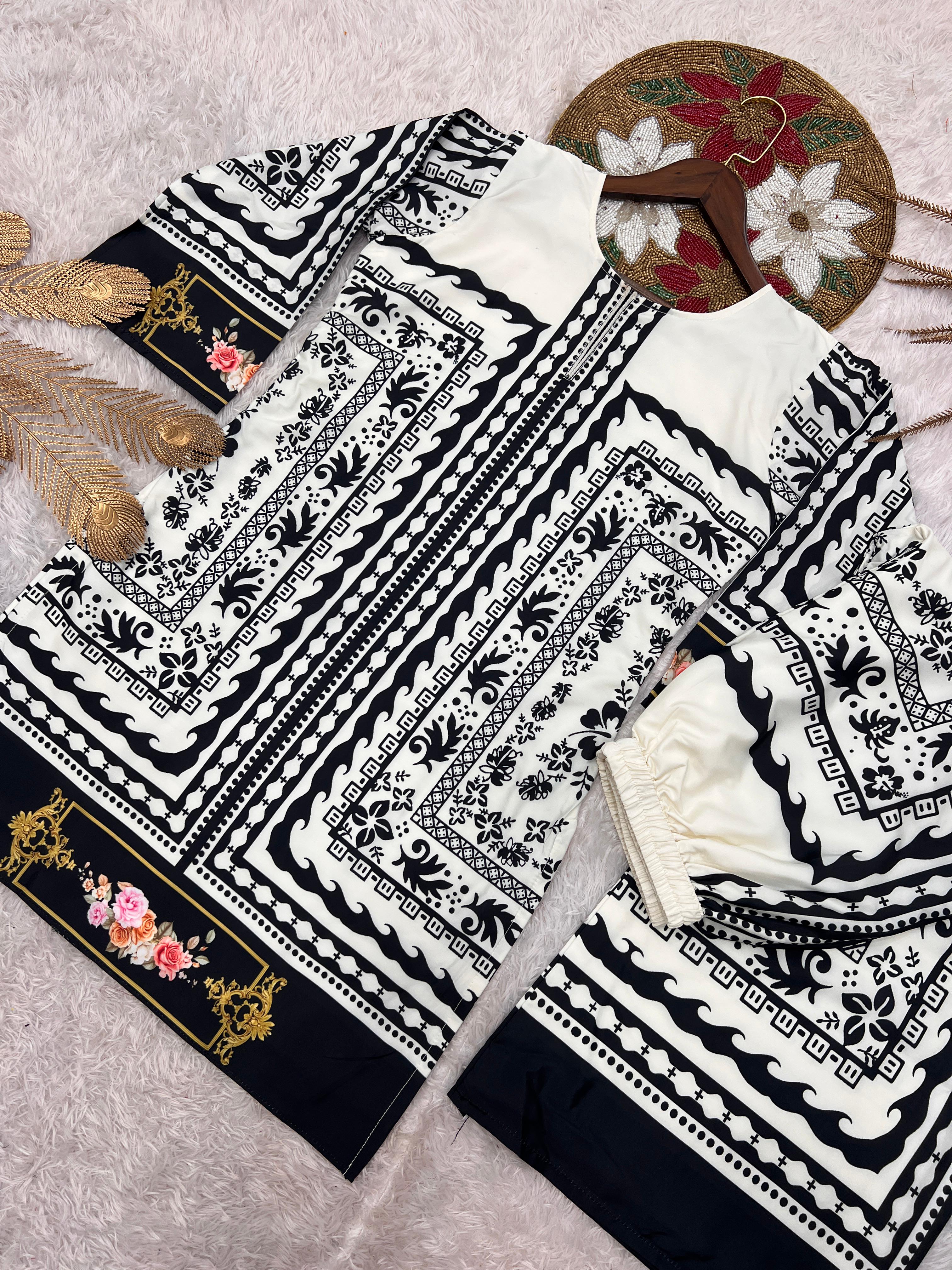 🌸 Trendy 2-Piece Digital Printed Co-Ord Set in Pure French Crepe – Ready to Wear Elegance 🌸