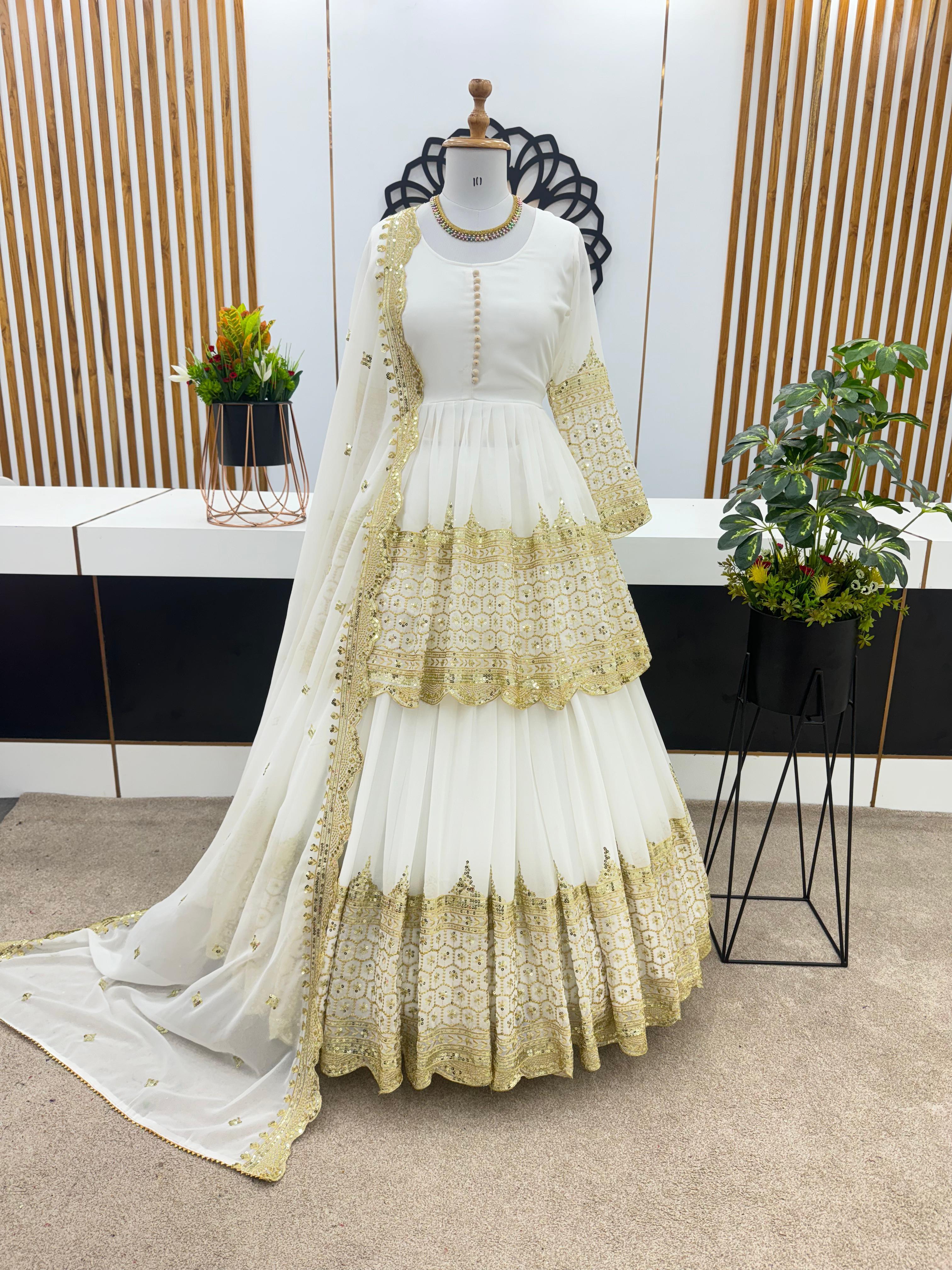Premium Embroidered Sequence Kediya Set with Lehenga & Dupatta | Elegant Ethnic Wear 💫