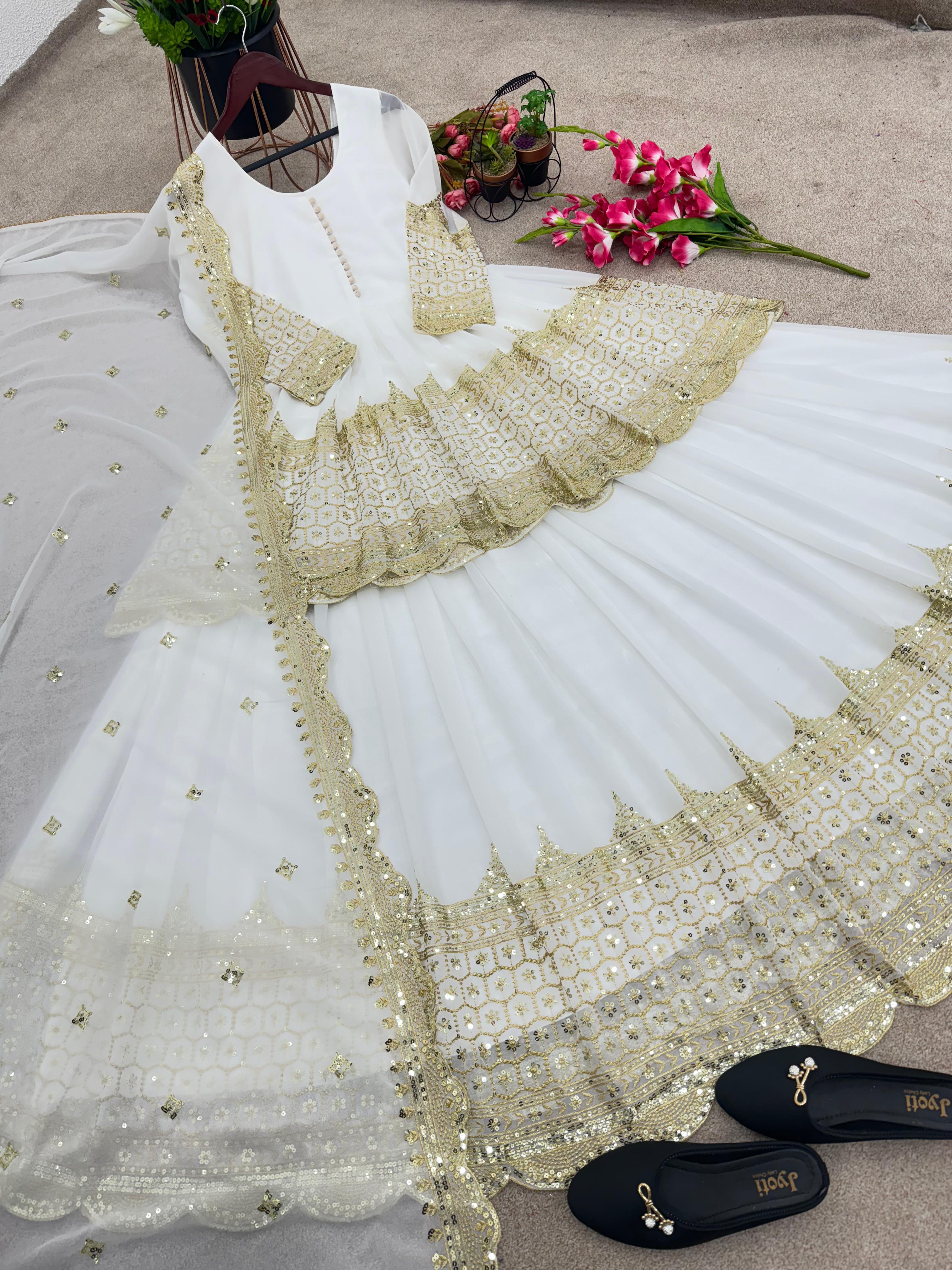 Premium Embroidered Sequence Kediya Set with Lehenga & Dupatta | Elegant Ethnic Wear 💫