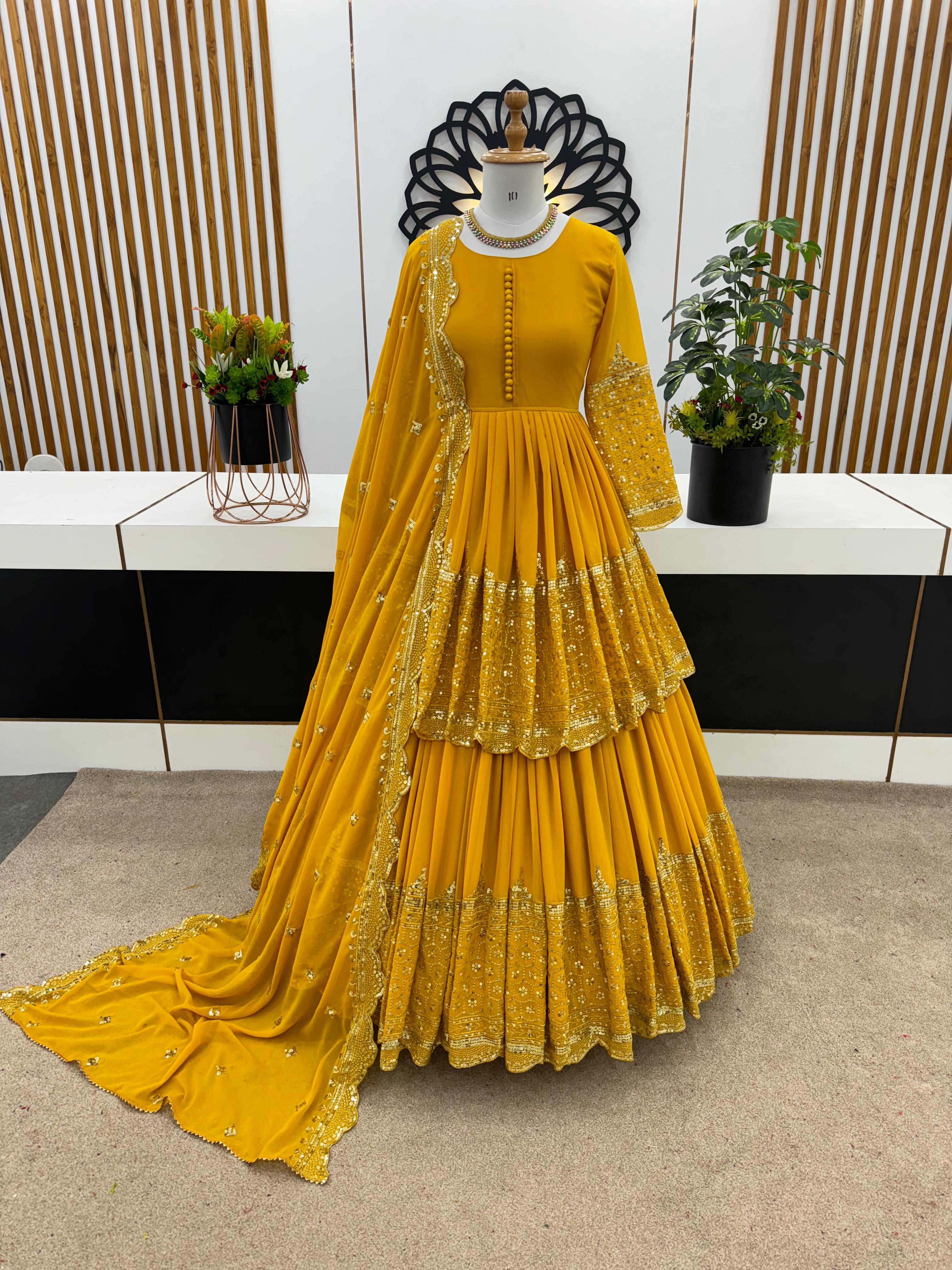 Premium Embroidered Sequence Kediya Set with Lehenga & Dupatta | Elegant Ethnic Wear 💫