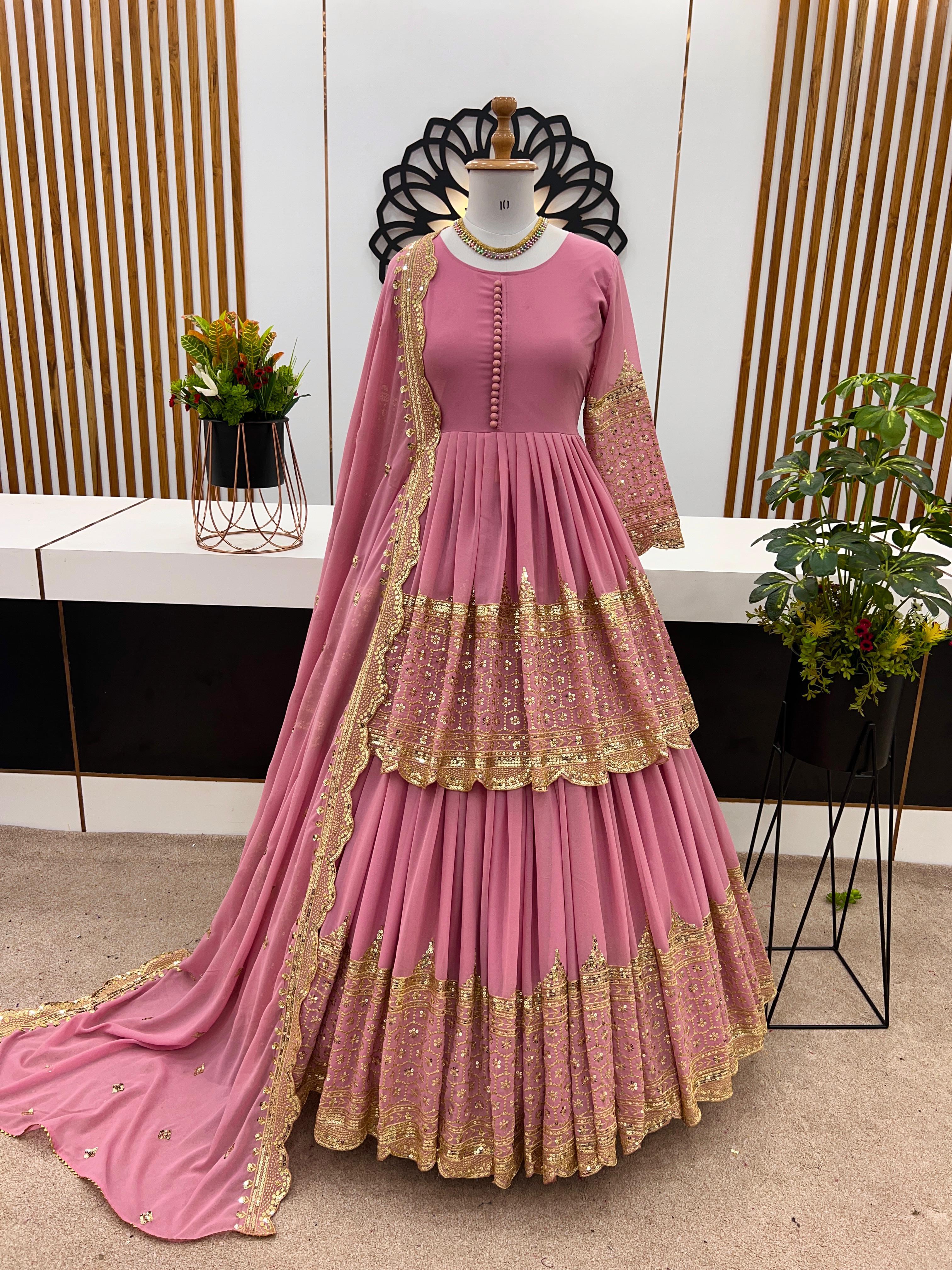 Premium Embroidered Sequence Kediya Set with Lehenga & Dupatta | Elegant Ethnic Wear 💫