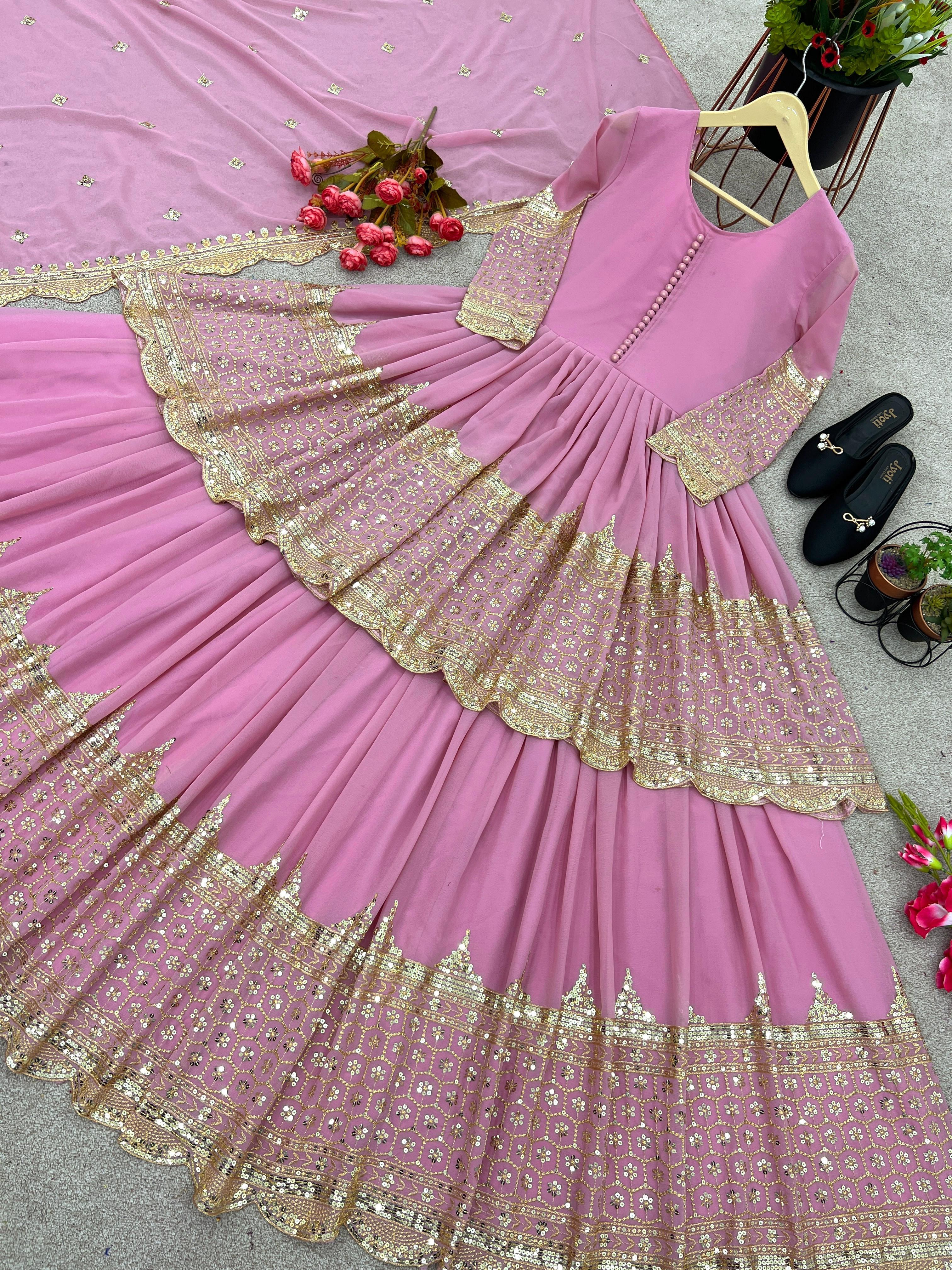 Premium Embroidered Sequence Kediya Set with Lehenga & Dupatta | Elegant Ethnic Wear 💫