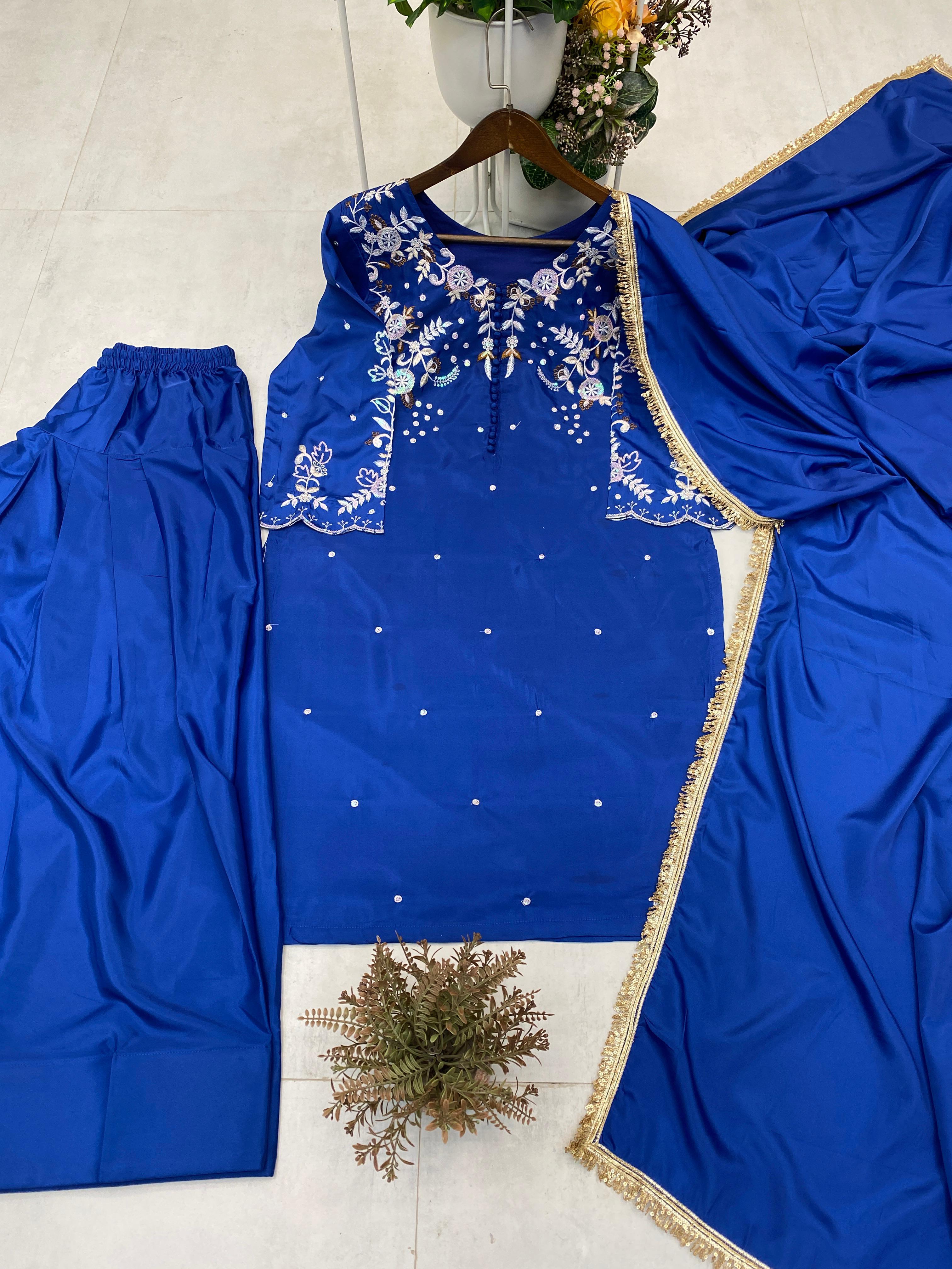 👑 Designer Farsi Salwar Suit – 3-Piece Set with Elegant Sequin Embroidery | Trending Ethnic Wear 👑