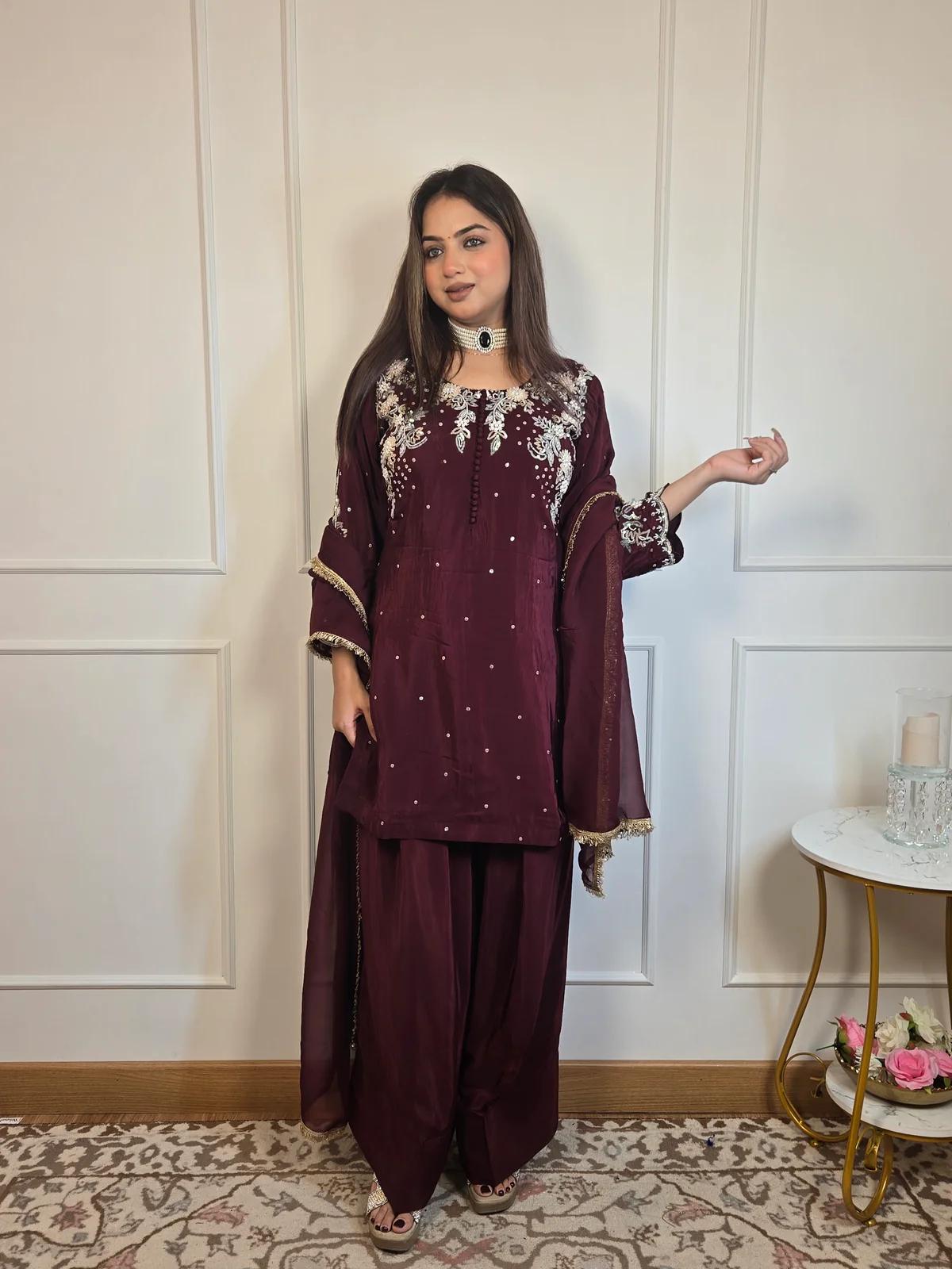 👑 Designer Farsi Salwar Suit – 3-Piece Set with Elegant Sequin Embroidery | Trending Ethnic Wear 👑