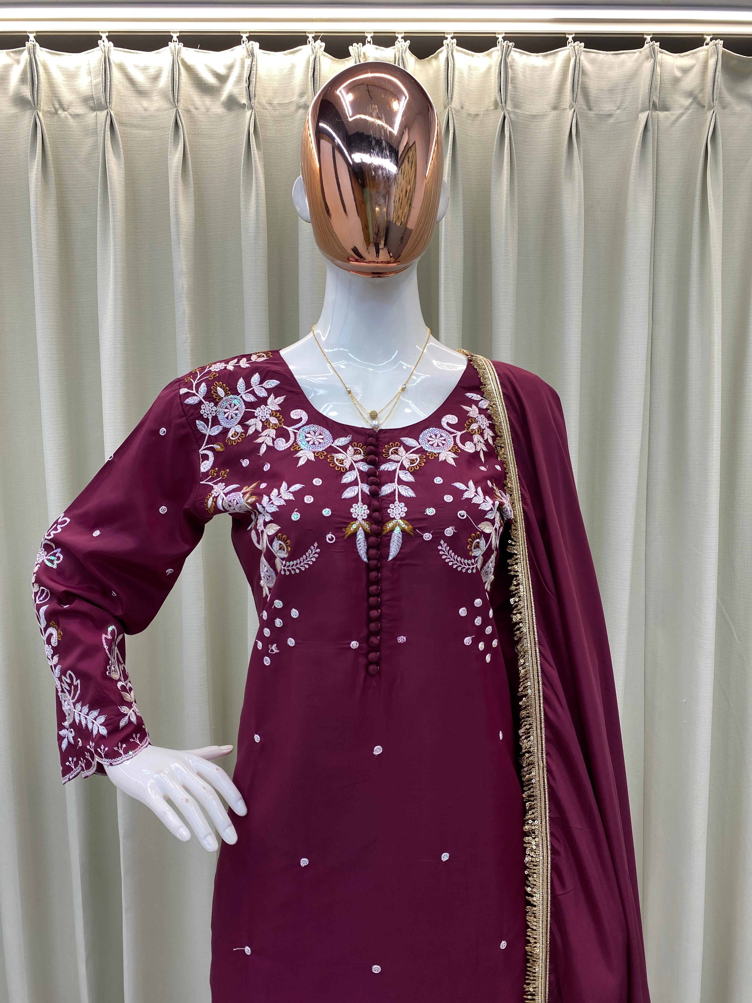 👑 Designer Farsi Salwar Suit – 3-Piece Set with Elegant Sequin Embroidery | Trending Ethnic Wear 👑