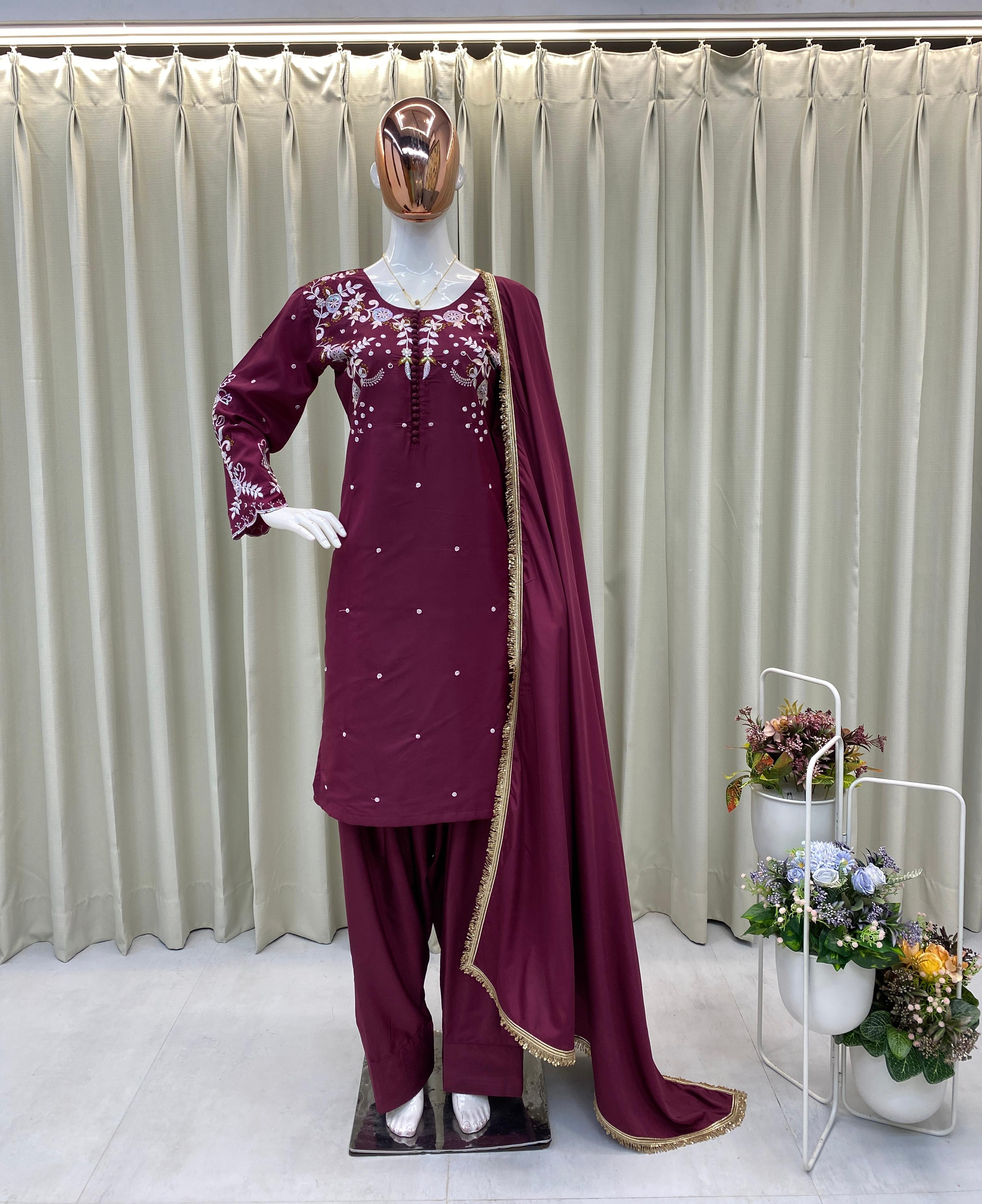 👑 Designer Farsi Salwar Suit – 3-Piece Set with Elegant Sequin Embroidery | Trending Ethnic Wear 👑
