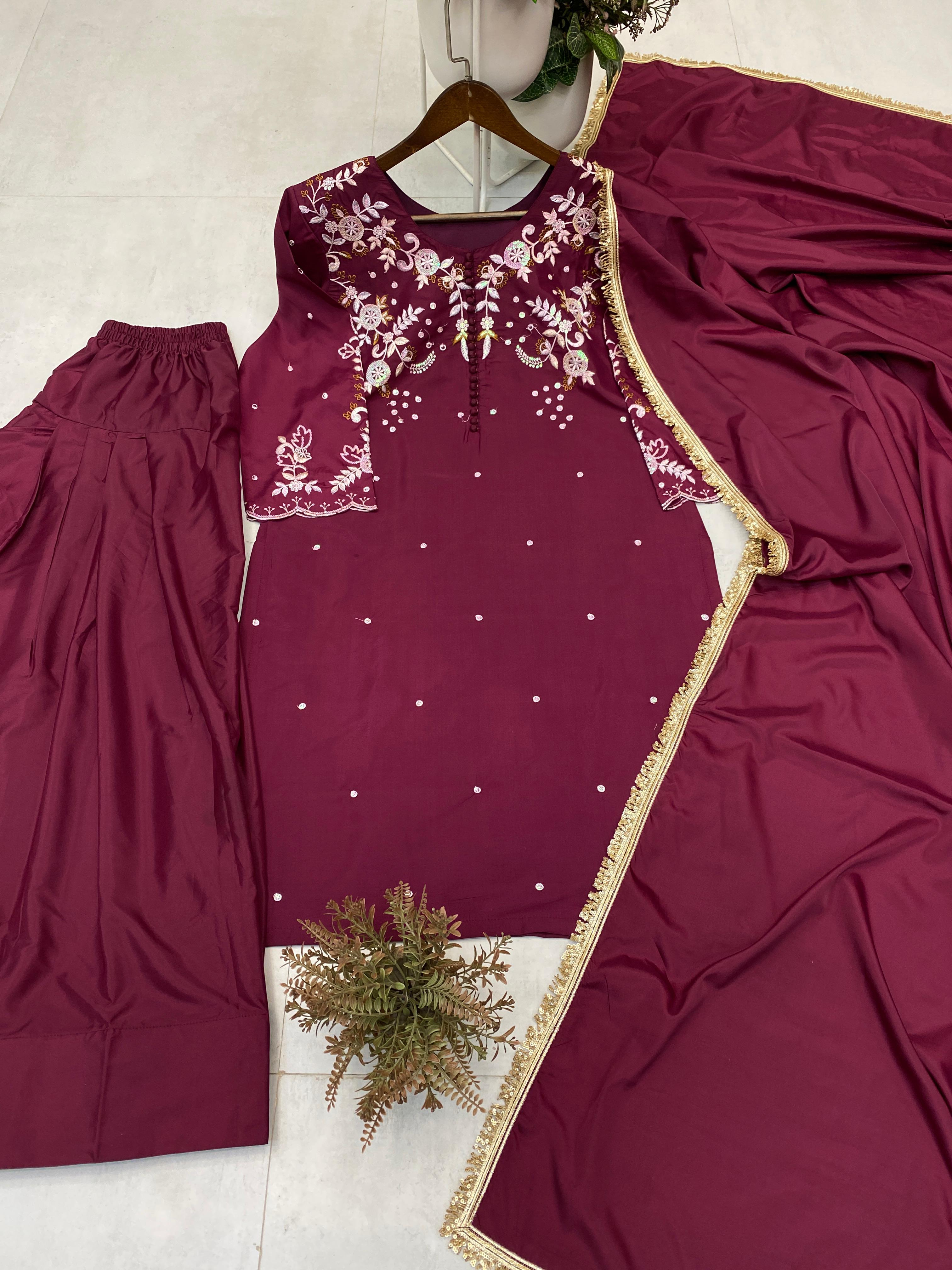👑 Designer Farsi Salwar Suit – 3-Piece Set with Elegant Sequin Embroidery | Trending Ethnic Wear 👑