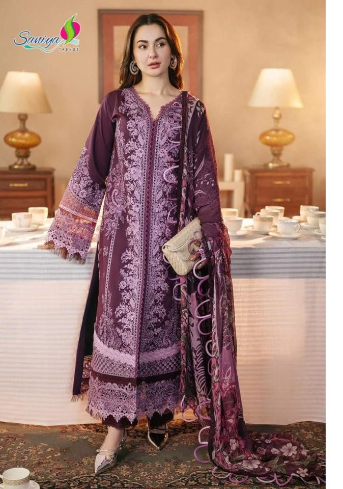 Elegant Chikankari Cotton Suit with Maslin Dupatta  ( Semi stitched )
