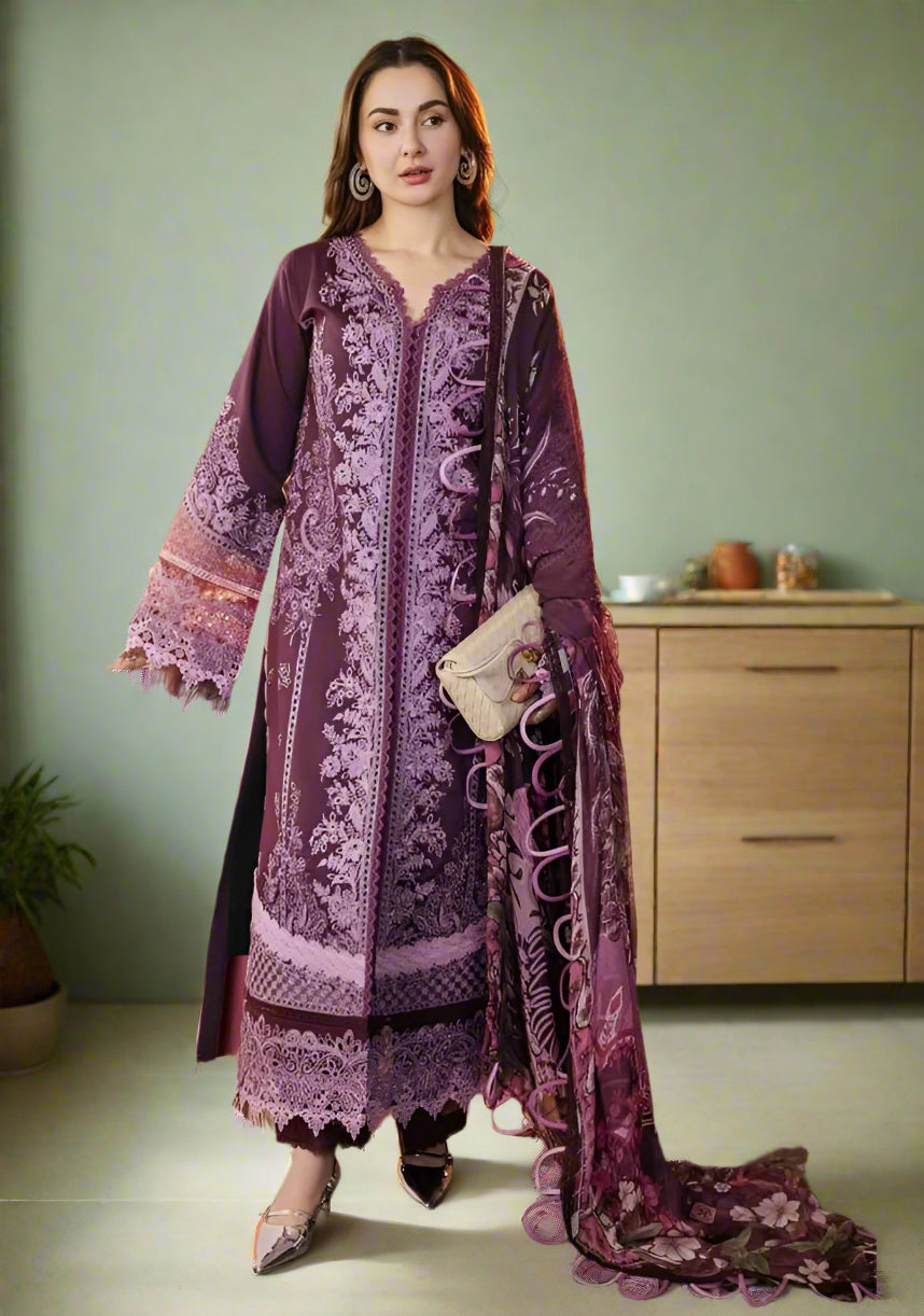 Elegant Chikankari Cotton Suit with Maslin Dupatta  ( Semi stitched )