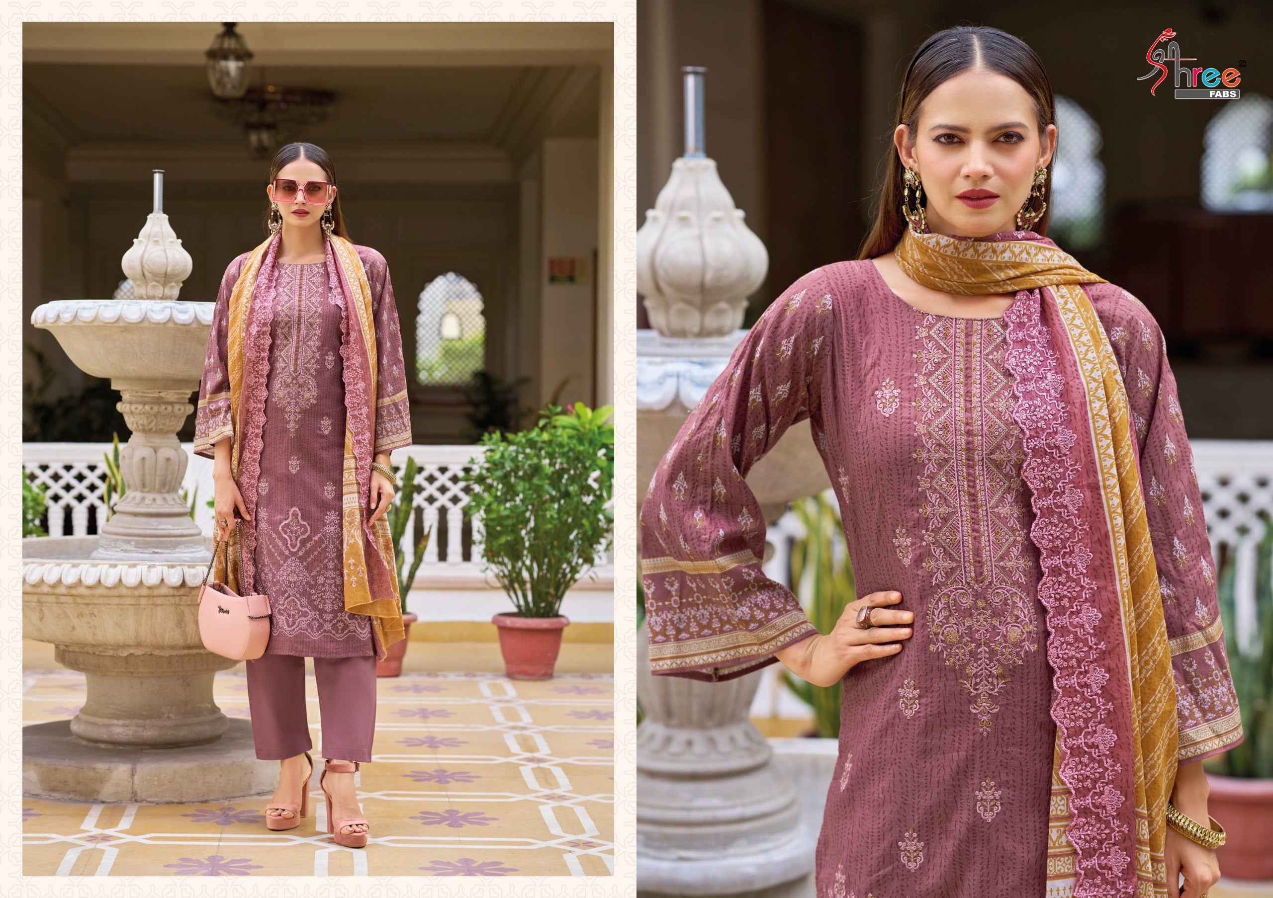Elegant Pakistani Suits with Embroidered Detailing  ( Semi stitched )