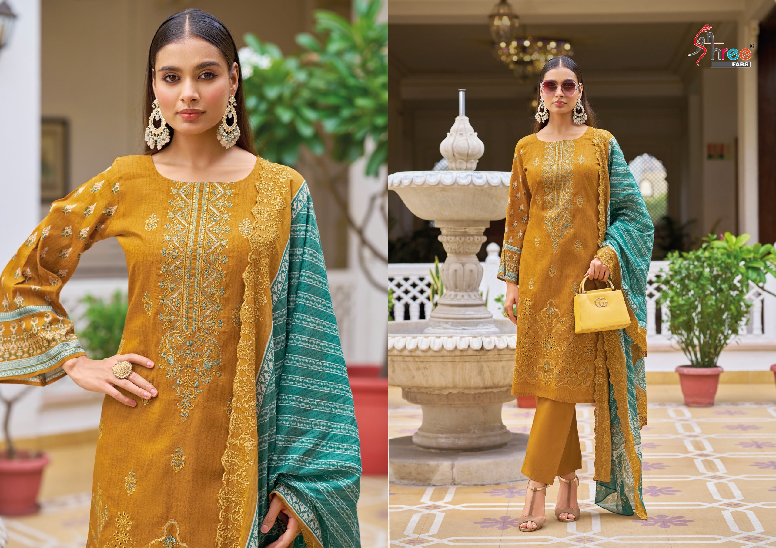 Elegant Pakistani Suits with Embroidered Detailing  ( Semi stitched )