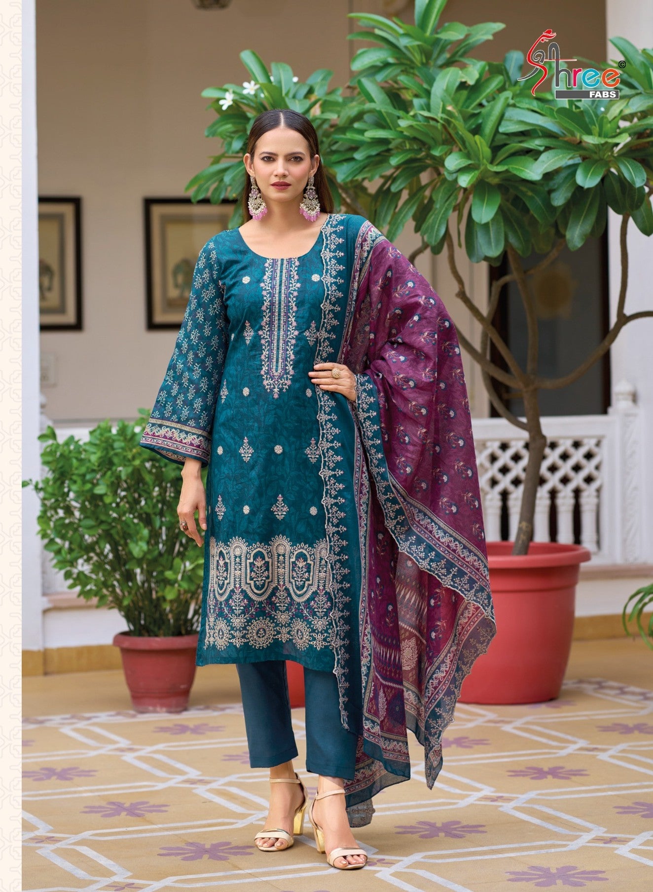 Elegant Pakistani Suits with Embroidered Detailing ( Semi stitched )