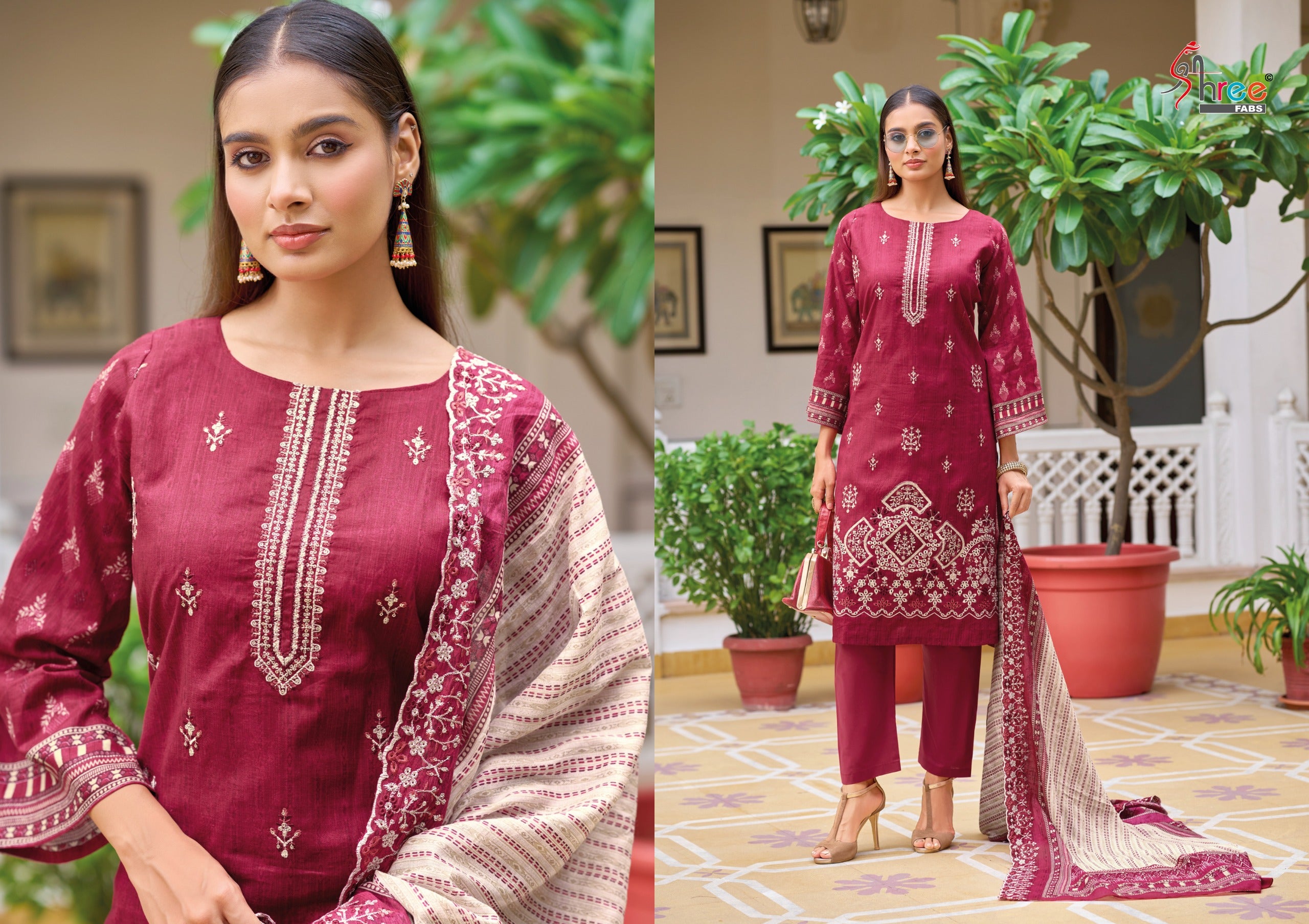 Elegant Pakistani Suits with Embroidered Detailing ( Semi stitched )