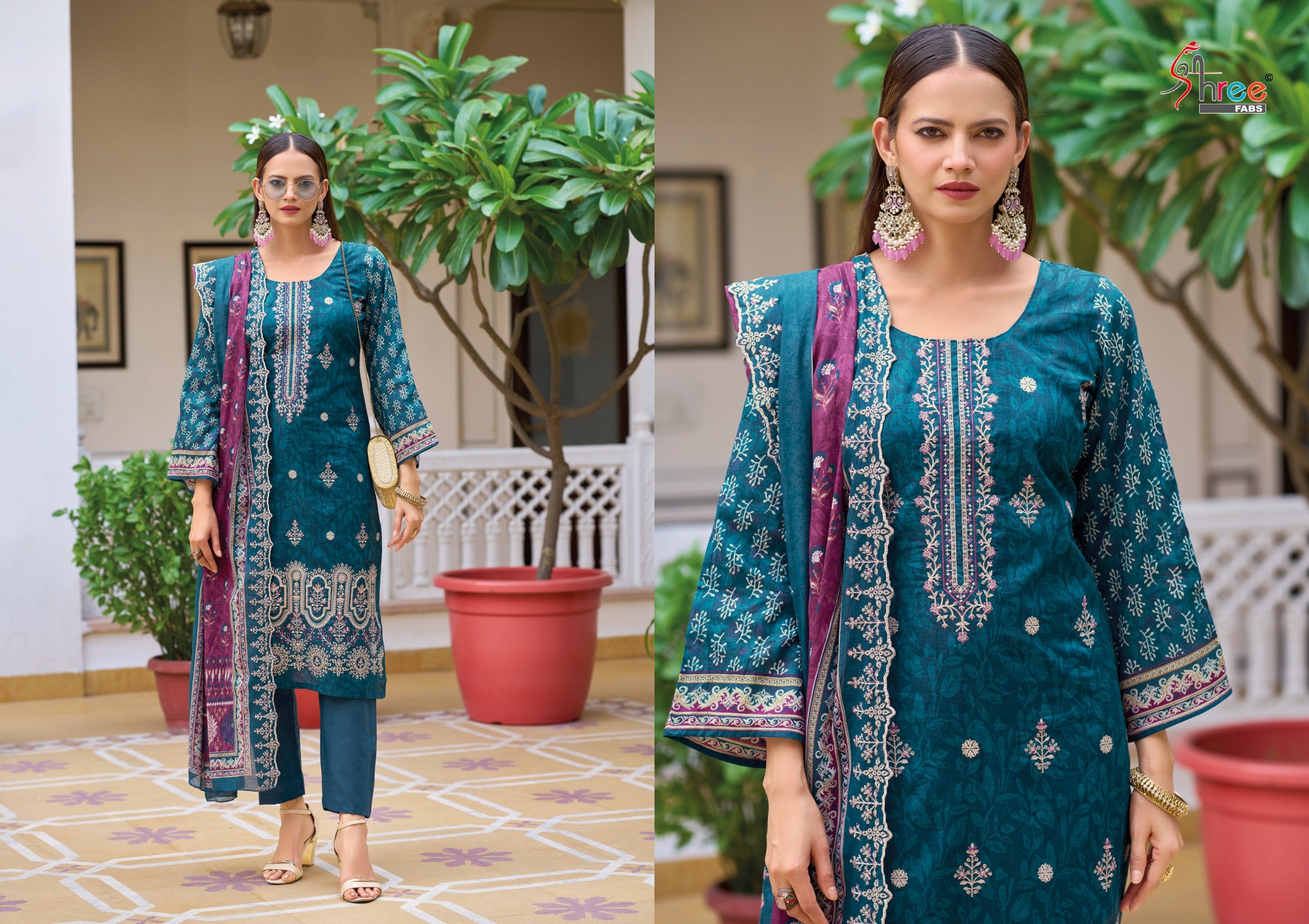 Elegant Pakistani Suits with Embroidered Detailing ( Semi stitched )