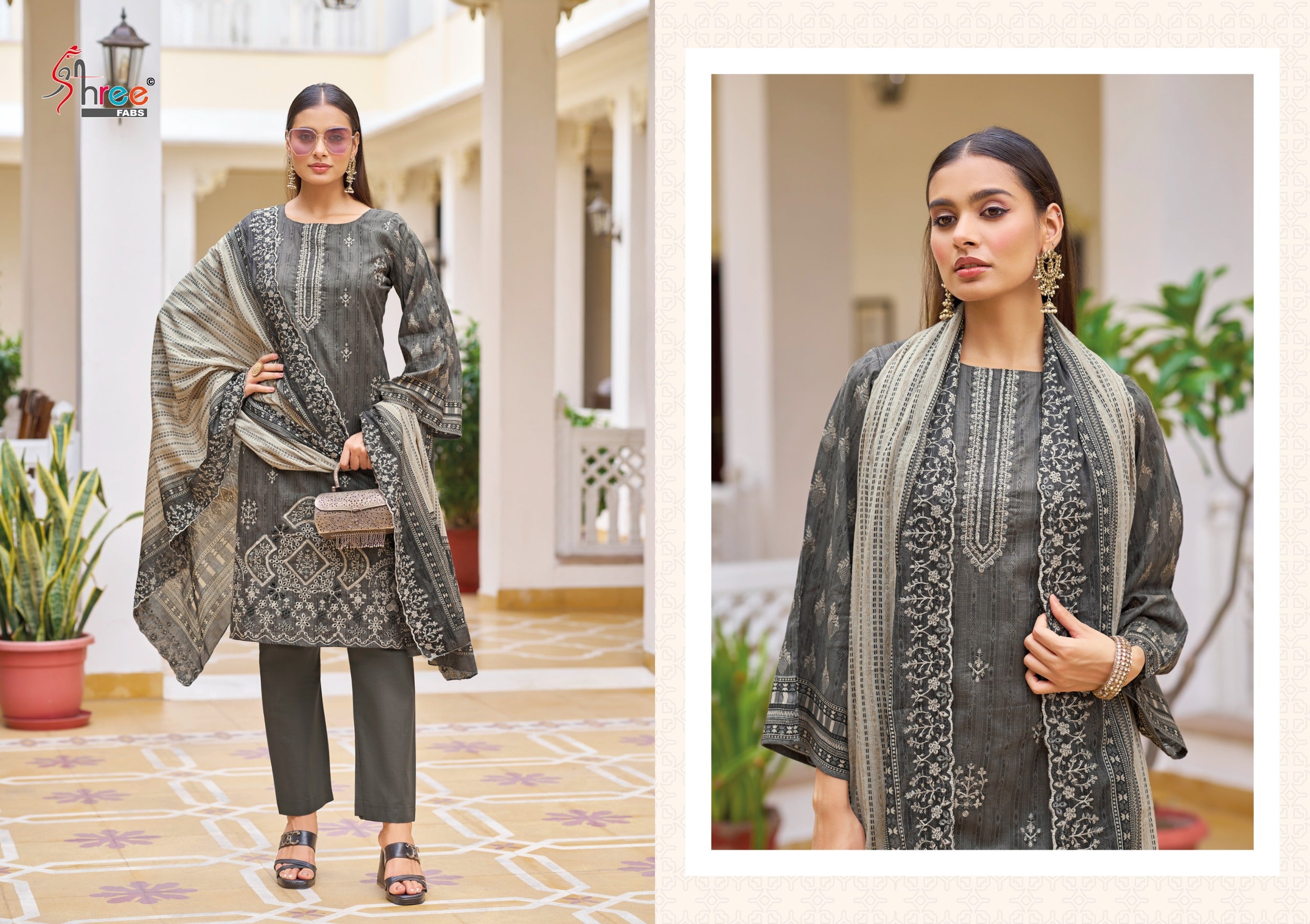 Elegant Pakistani Suits with Embroidered Detailing ( Semi stitched )