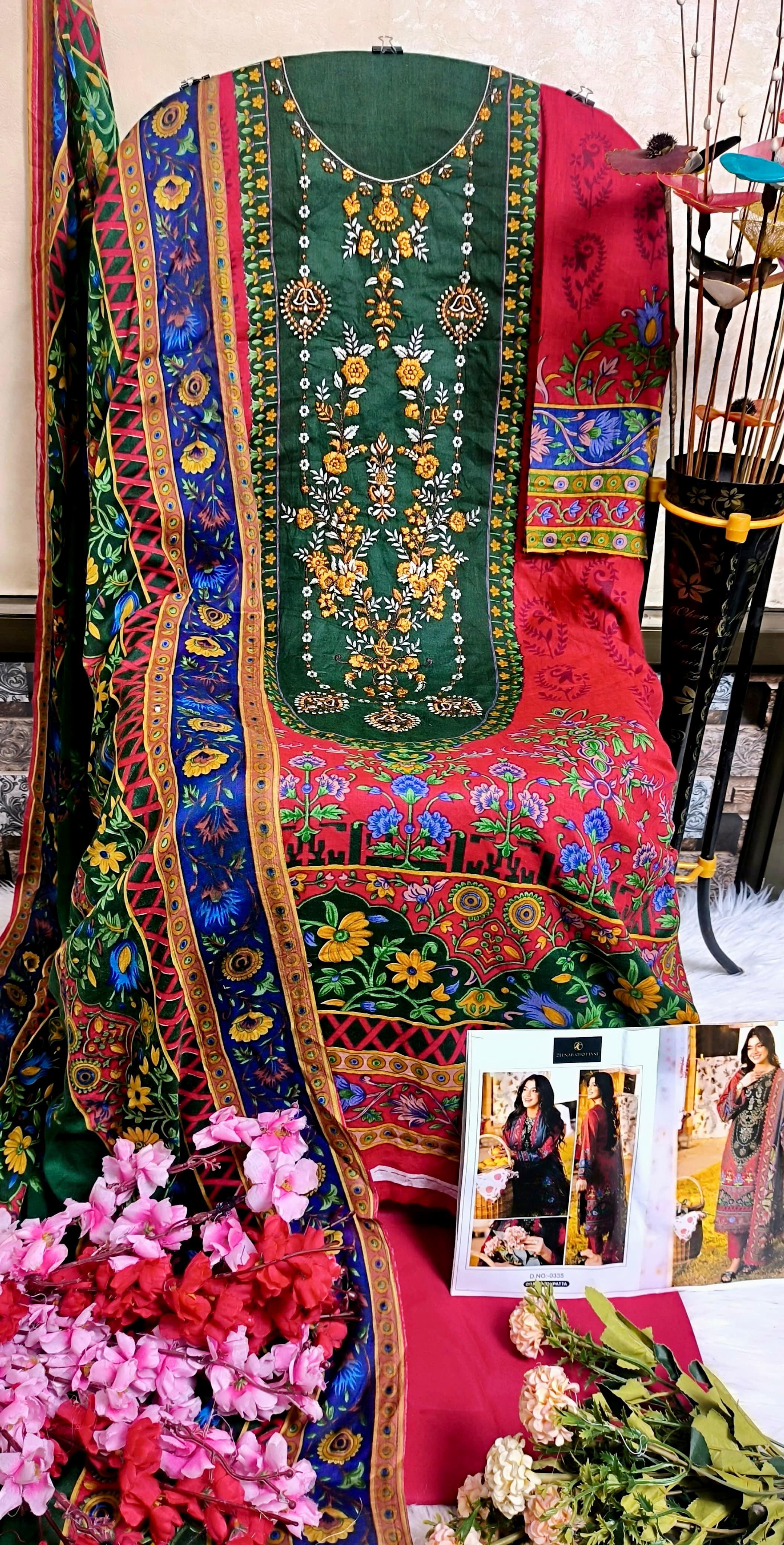 Luxury Lawn Edition – Premium Cambric Cotton Suits with Elegant Dupattas ( Semi stitched )
