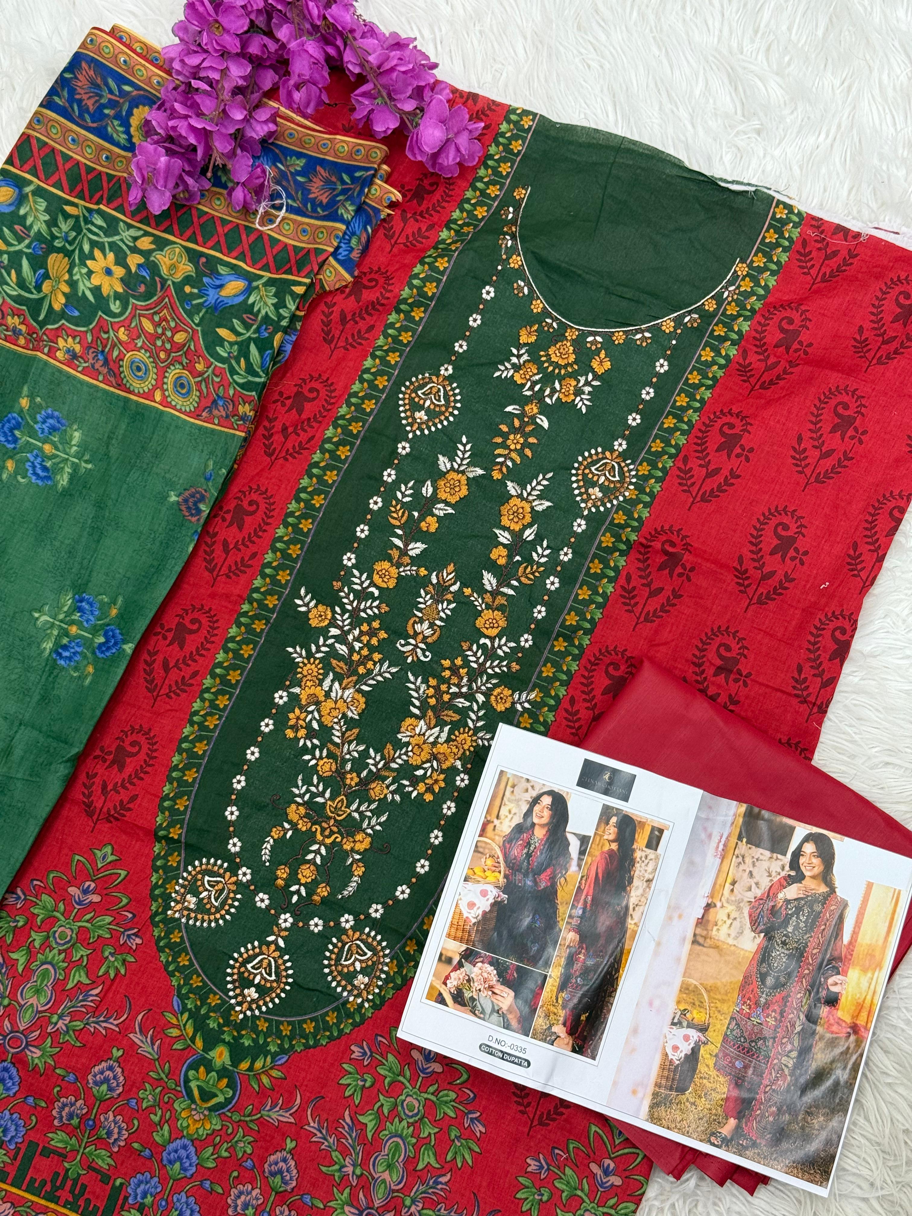 Luxury Lawn Edition – Premium Cambric Cotton Suits with Elegant Dupattas ( Semi stitched )