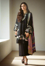 Cambric Cotton Suit Set with Embroidery & Digital Print Dupatta  ( Semi stitched )