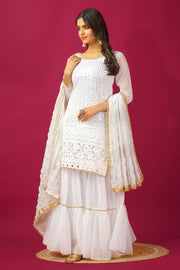 Royal Radiance" Heavy Embroidered Faux Georgette Plazzo Set with Dupatta – SR-1671