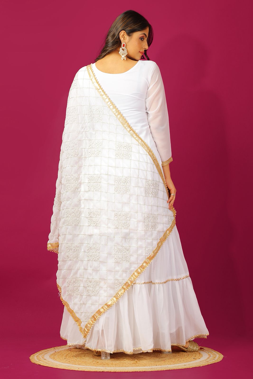 Royal Radiance" Heavy Embroidered Faux Georgette Plazzo Set with Dupatta – SR-1671