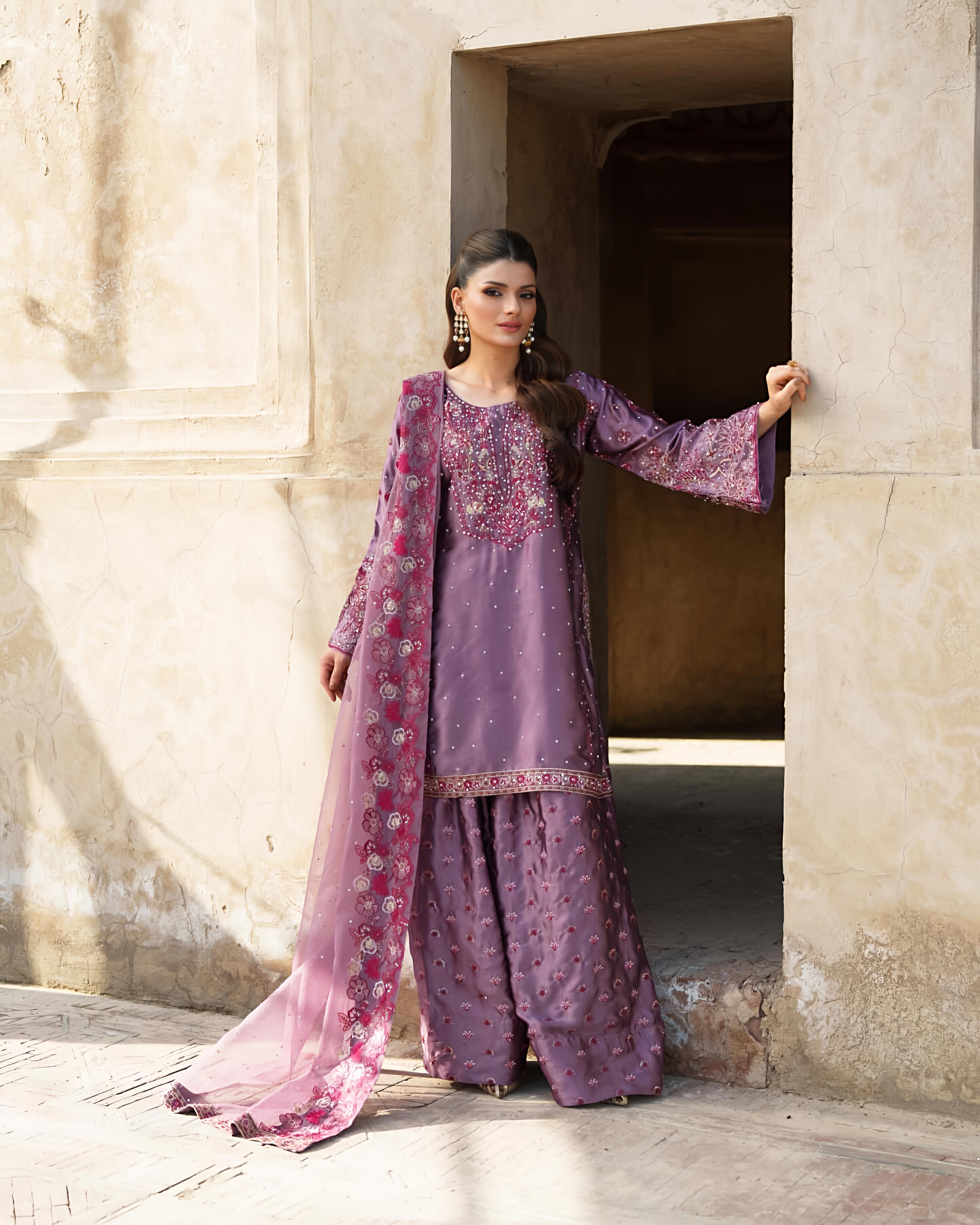Royal Radiance Embroidered Chinnon Party Set with Dupatta