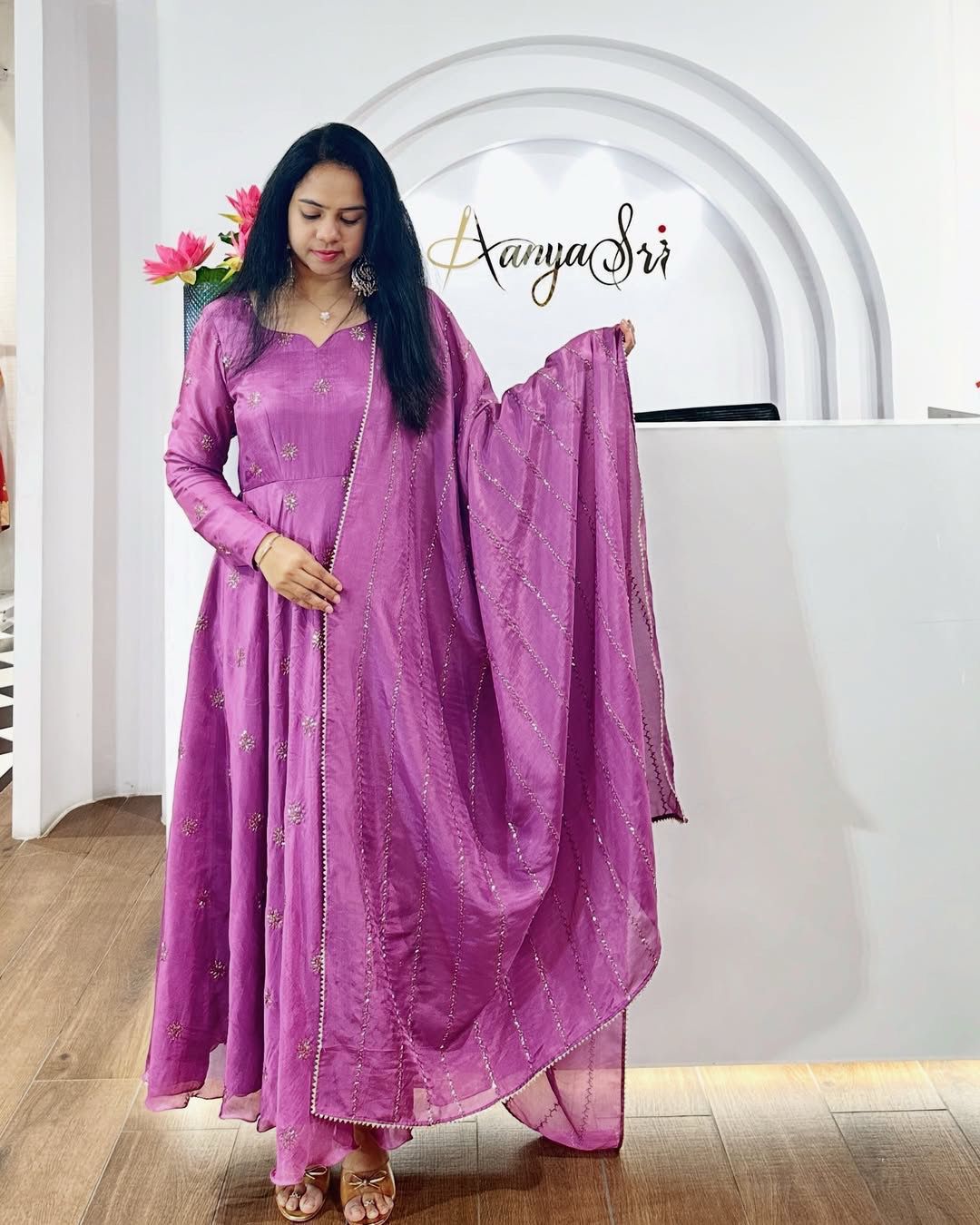 Elegant Magenta Handcrafted Anarkali with Dupatta ✨-AL