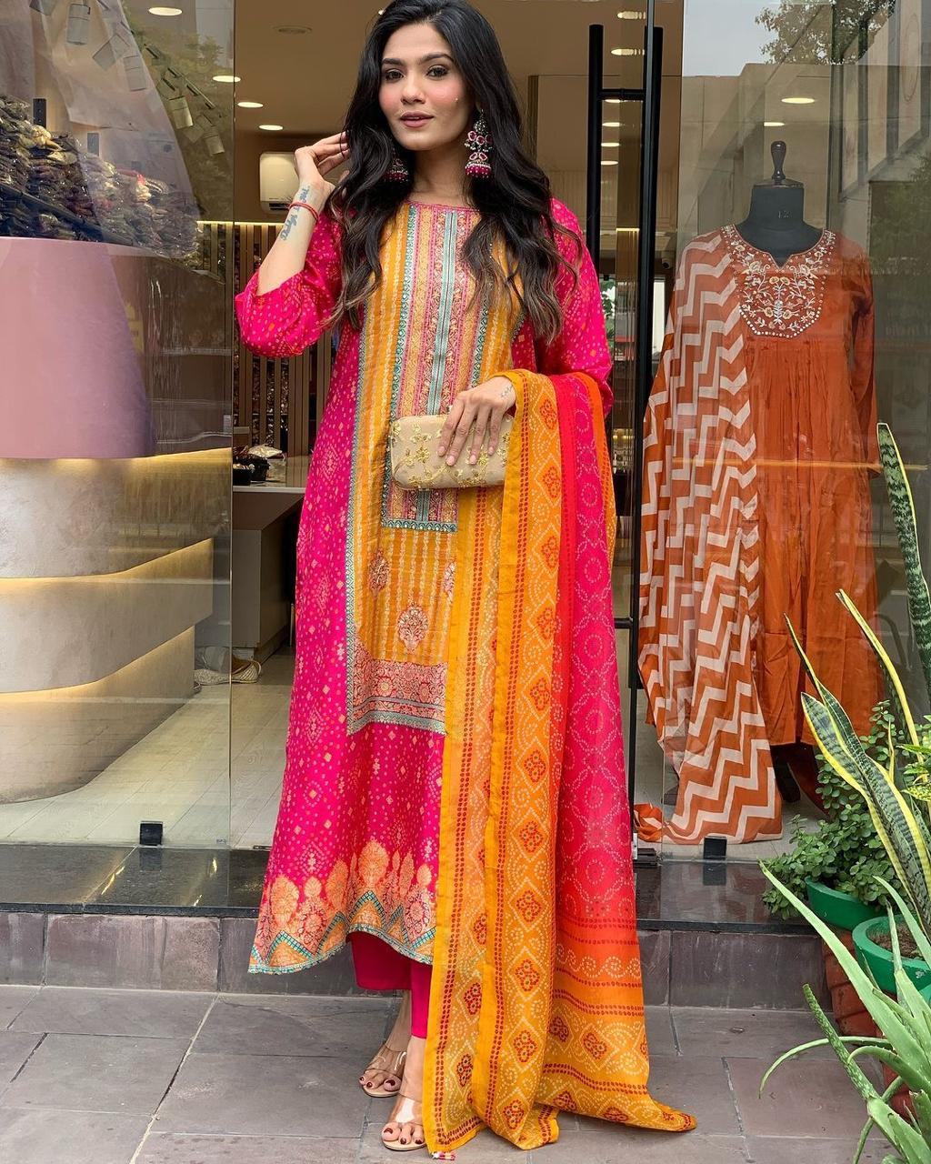 Embroidered Suit with Dupatta-AL