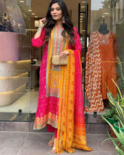 Embroidered Suit with Dupatta-AL