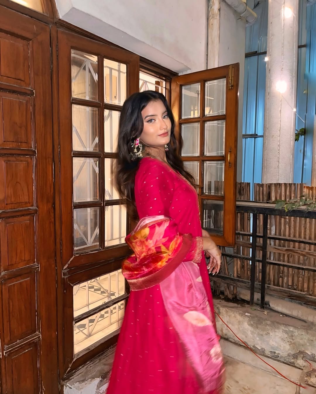 Embroidered Suit with Printed Dupatta-AL