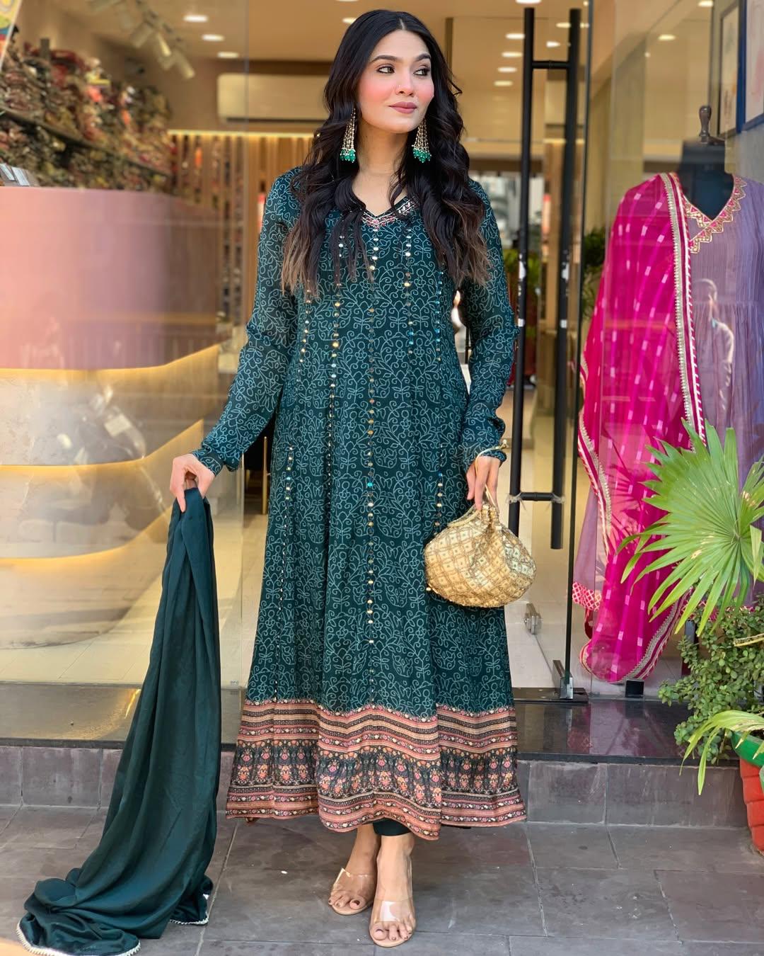 Premium Masleen Cotton Embroidery Kurti with Sephon Dupatta – AL
