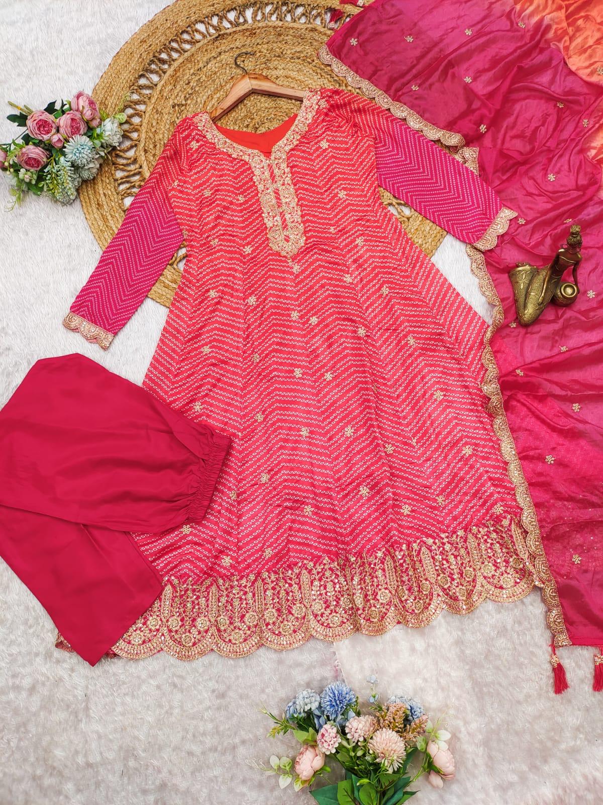 Regal Chinon Kurta Set with Gold Embellishments | AL