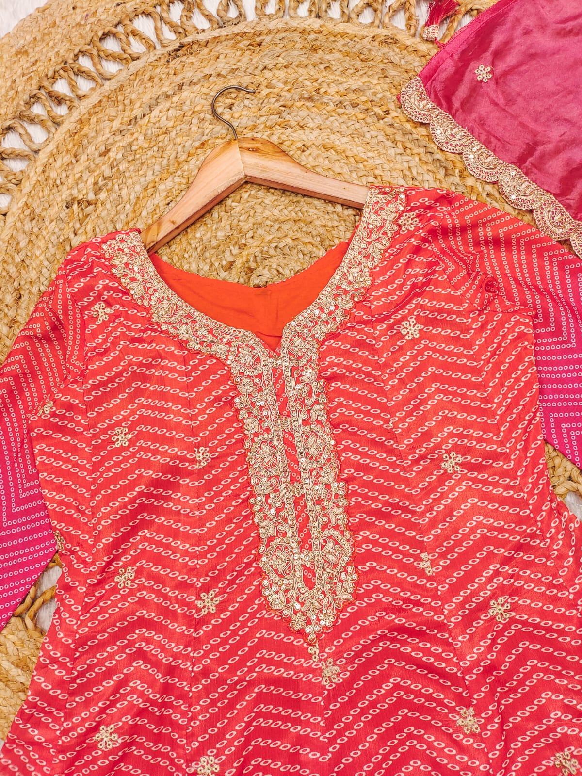 Regal Chinon Kurta Set with Gold Embellishments | AL