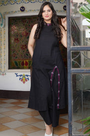 Elegant A-Line Cotton Kurta Set with Embroidery | KF