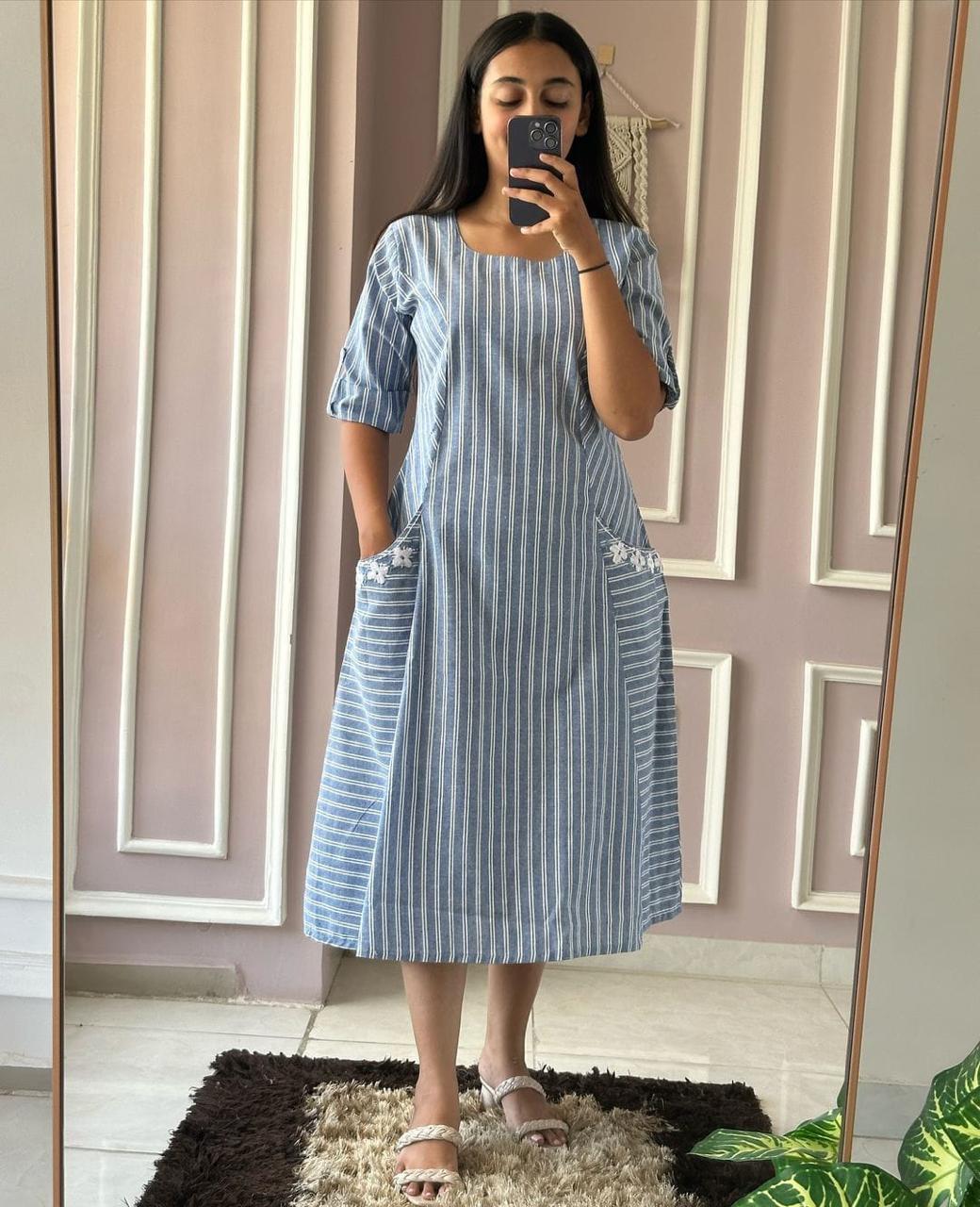 Premium South Cotton A-line Midi Kurta | KF
