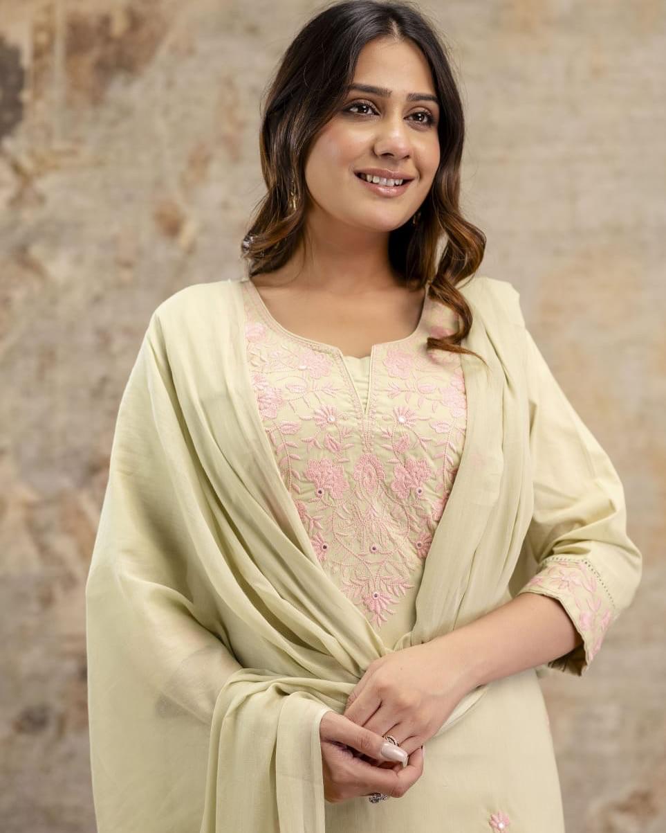 White Khadi Flex Embroidered Suit Set – Festival Special | KF