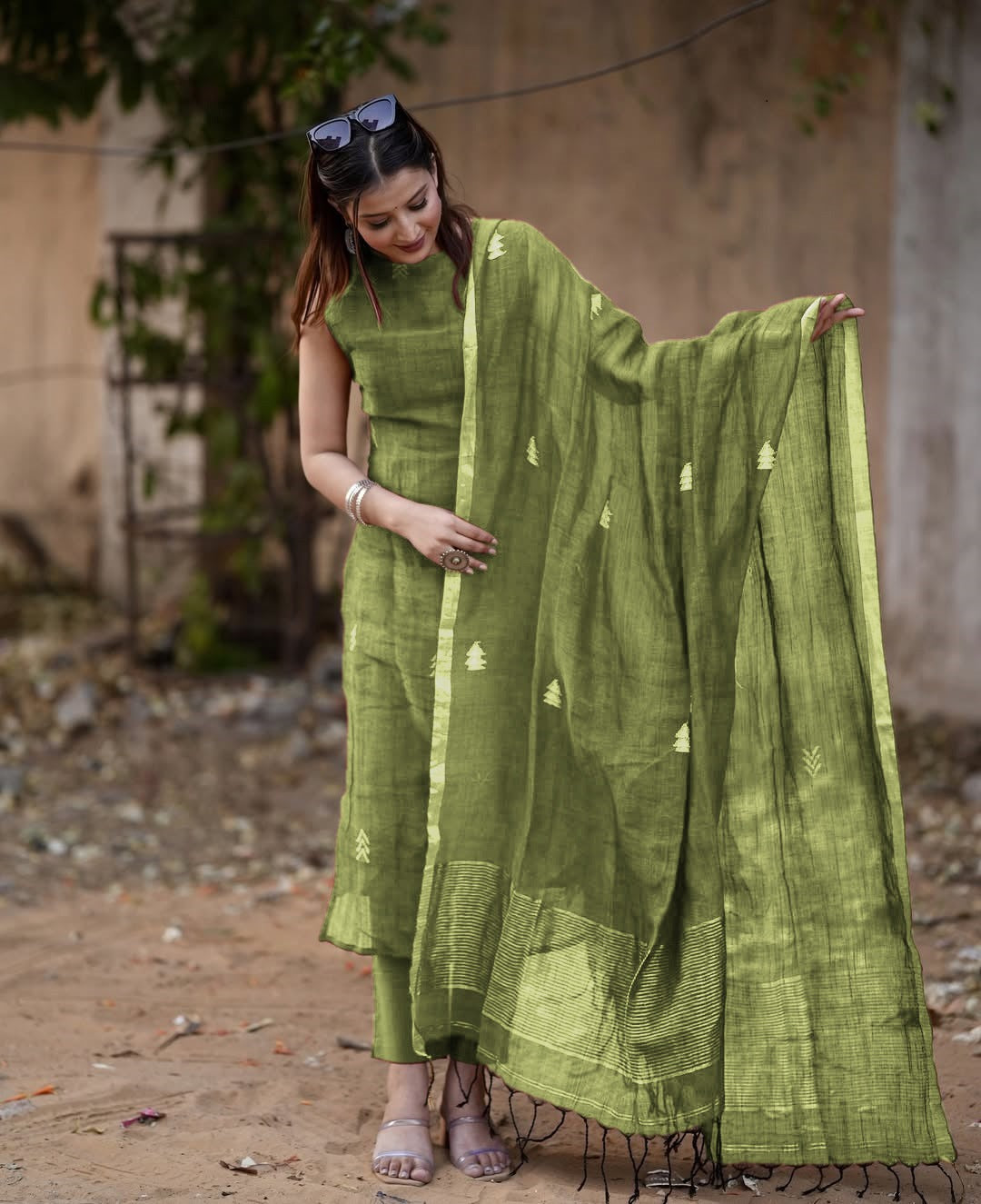 KURTI WITH LINEN DUPATTA SET KF