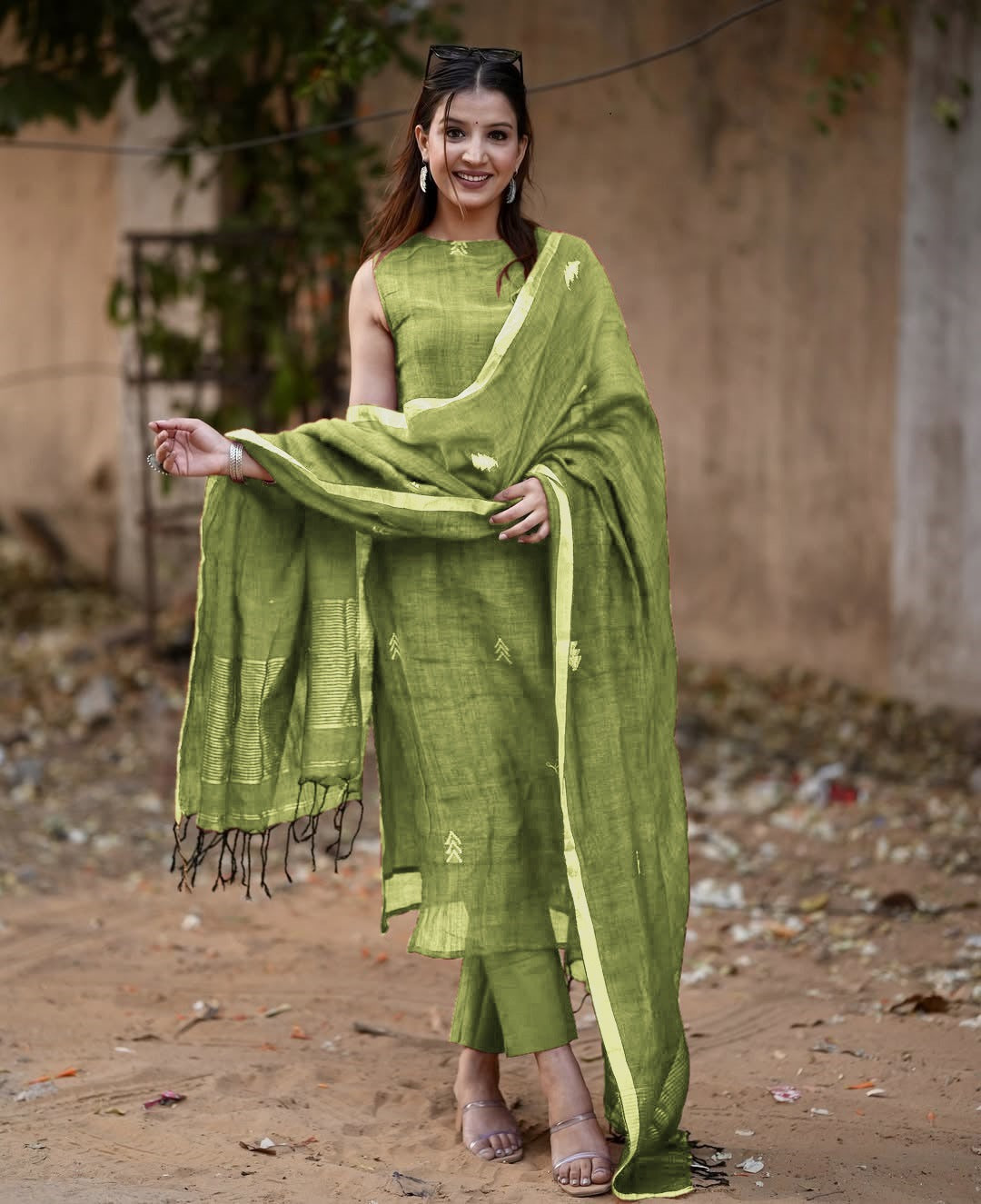 KURTI WITH LINEN DUPATTA SET KF