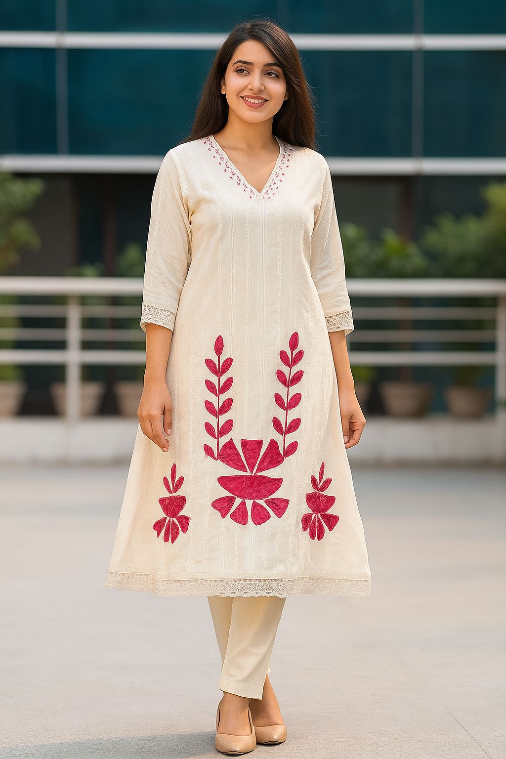 CLASSY MONOCHROME DOBI COTTON EMBROIDERED 3-PIECE SET KF